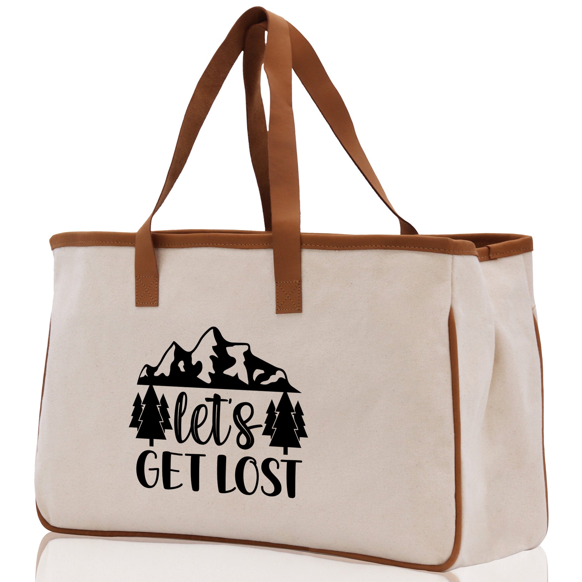 Let's Get Lost Cotton Canvas Chic Tote Bag Camping Tote Camping Lover Gift Tote Bag Outdoor Tote Multipurpose Weekender Tote Camper Tote