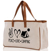 Peace Love Camping Cotton Canvas Chic Tote Bag Camping Tote Camping Lover Gift Tote Bag Outdoor Tote Weekender Tote Multipurpose Camper Tote
