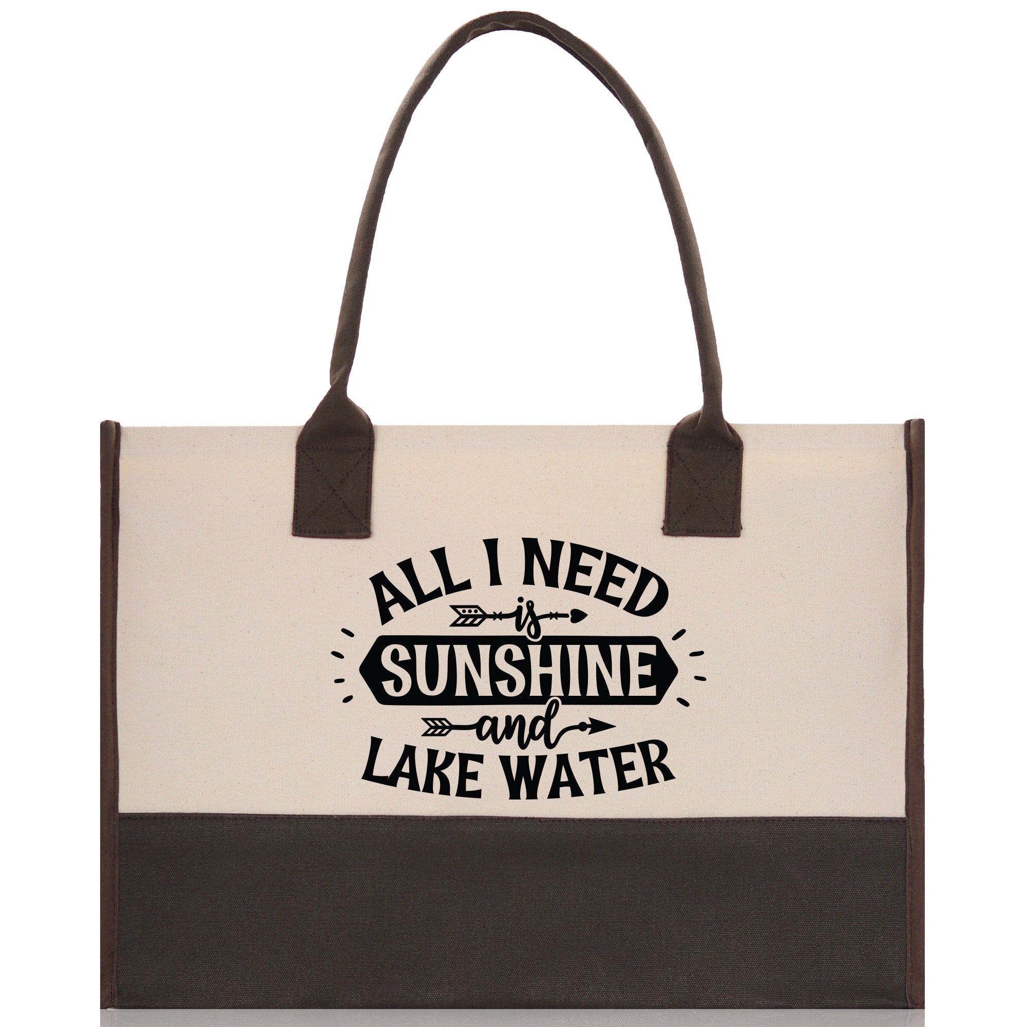 All I Need Sunshine and Lake Water Cotton Canvas Chic Tote Bag Camping Tote Lake Lover Gift Tote Bag Outdoor Tote Weekender Tote Laker Tote