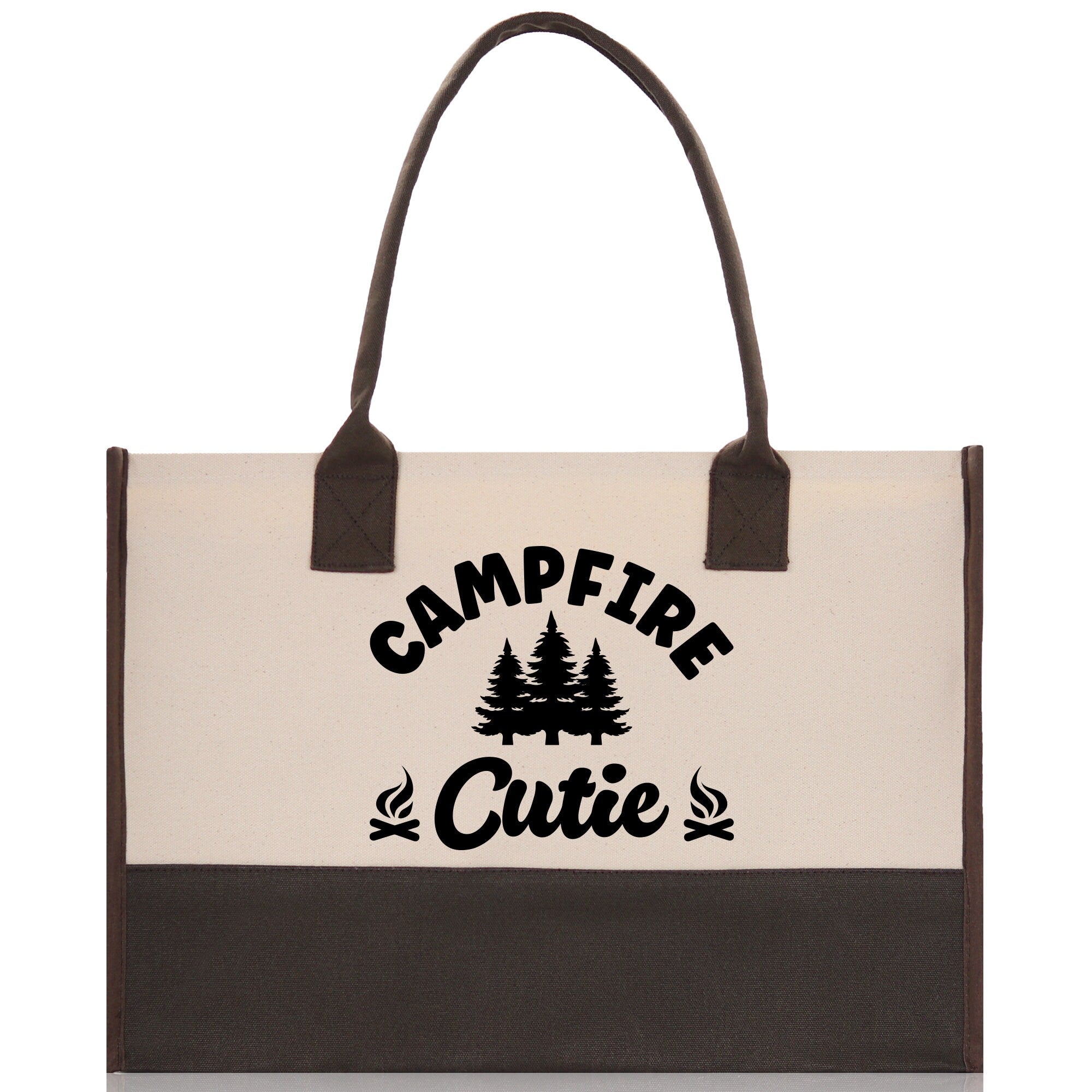 Campfire Cutie Cotton Canvas Chic Tote Bag Camping Tote Camping Lover Gift Tote Bag Outdoor Tote Weekender Tote Camper Multipurpose Tote