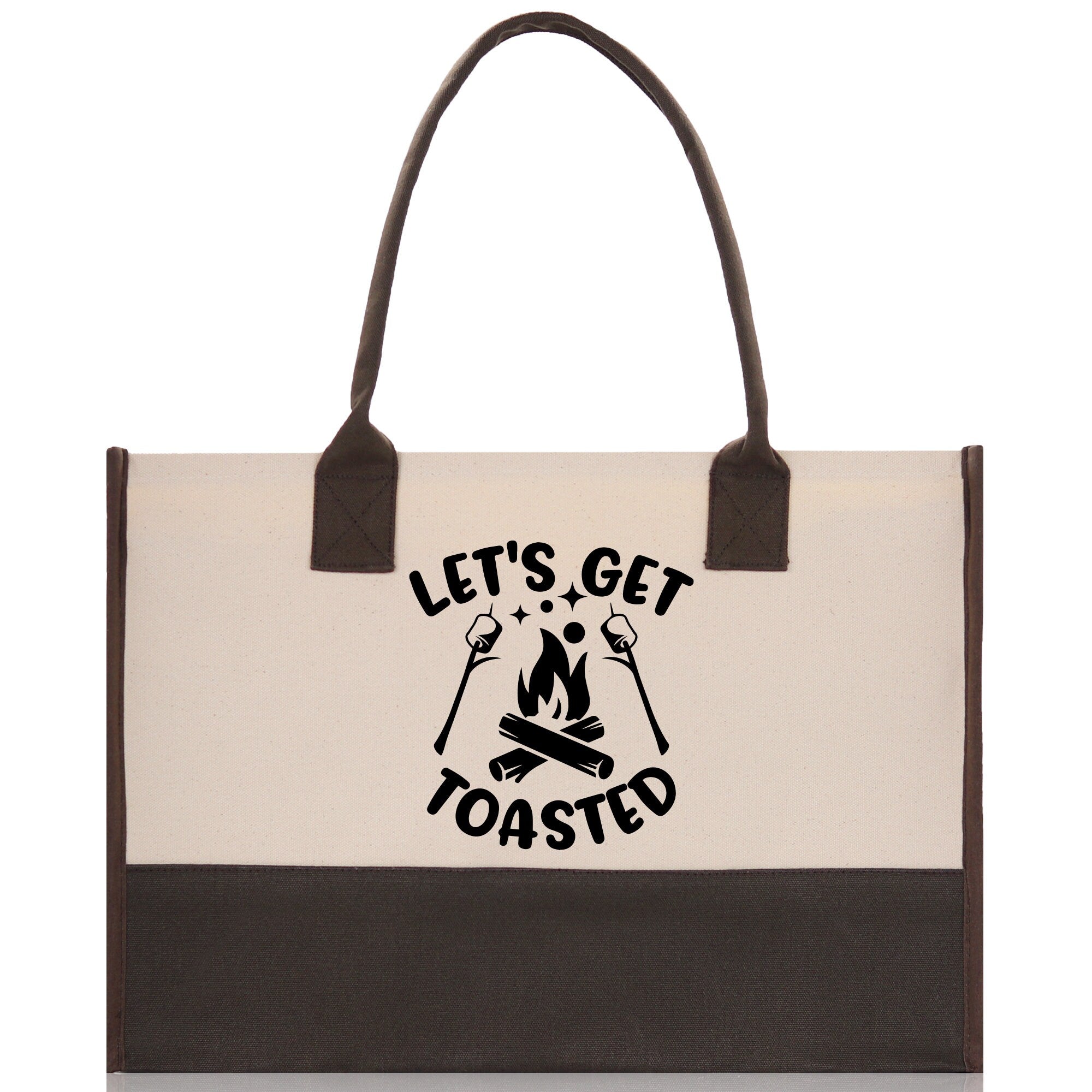 Let's Get Toasted Cotton Canvas Chic Tote Bag Camping Tote Camping Lover Gift Tote Bag Outdoor Tote Multipurpose Weekender Tote Camper Tote