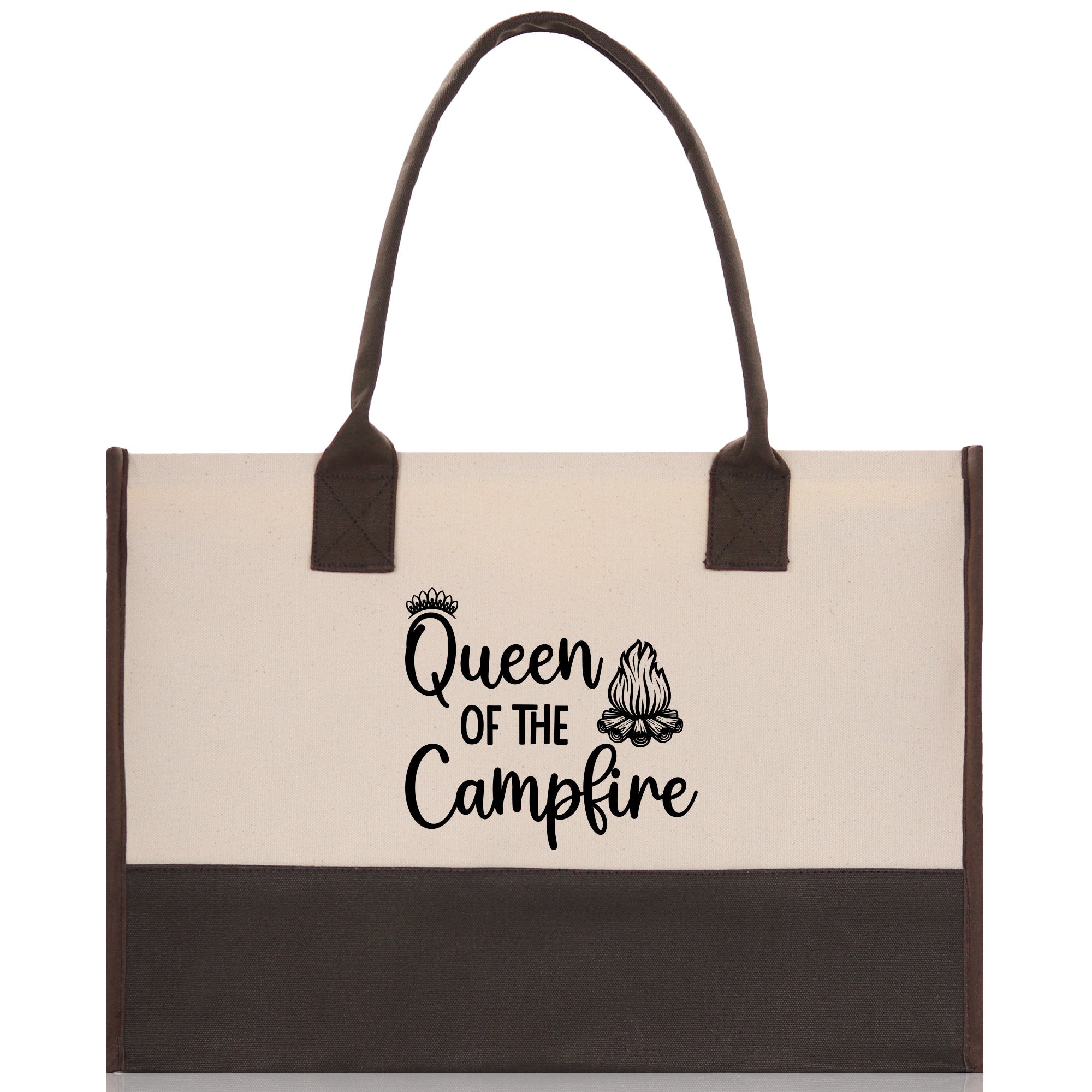 Queen of the Campfire  Cotton Canvas Chic Tote Bag Camping Tote Camping Lover Gift Tote Bag Outdoor Tote Weekender Tote Camper Tote