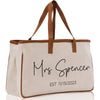 Mrs. Last Name Est Year Tote Bag Personalized Date Wedding Tote Bridal Shower Gift Honeymoon Gift Customized Wedding Gift Bridesmaid Gift