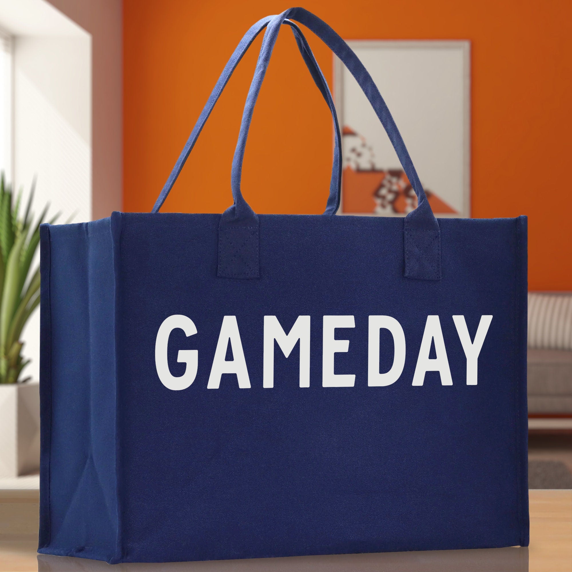 Gameday Cotton Canvas Chic Beach Tote Bag Multipurpose Tote Weekender Tote Gift for Her Outdoor Tote Vacation Tote Large Beach Bag