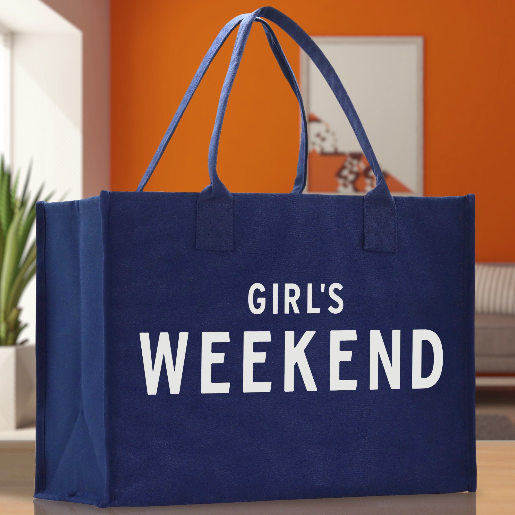 Girl's Weekend Cotton Canvas Chic Beach Tote Bag Multipurpose Tote Weekender Tote Gift for Her Outdoor Tote Vacation Tote Large Beach Bag