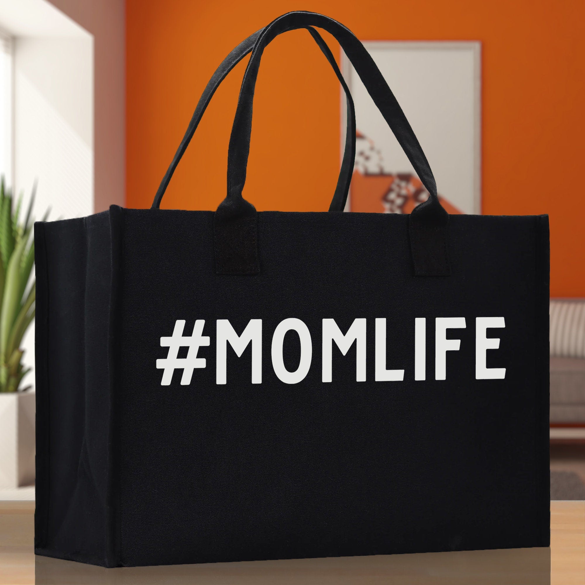 Mom Life Cotton Canvas Chic Beach Tote Bag Multipurpose Tote Weekender Tote Gift for Her Outdoor Tote Vacation Tote Large Beach Bag