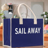 Sail Away Cotton Canvas Chic Beach Tote Bag Multipurpose Tote Weekender Tote Gift for Her Outdoor Tote Vacation Tote Large Beach Bag