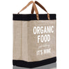 Organic Food Just Kidding It's Wine Jute Canvas Tote Funny Farmer Market Bag Quote Jute Bag Shopping Bag Burlap Bag Farmhouse Grocery Bag