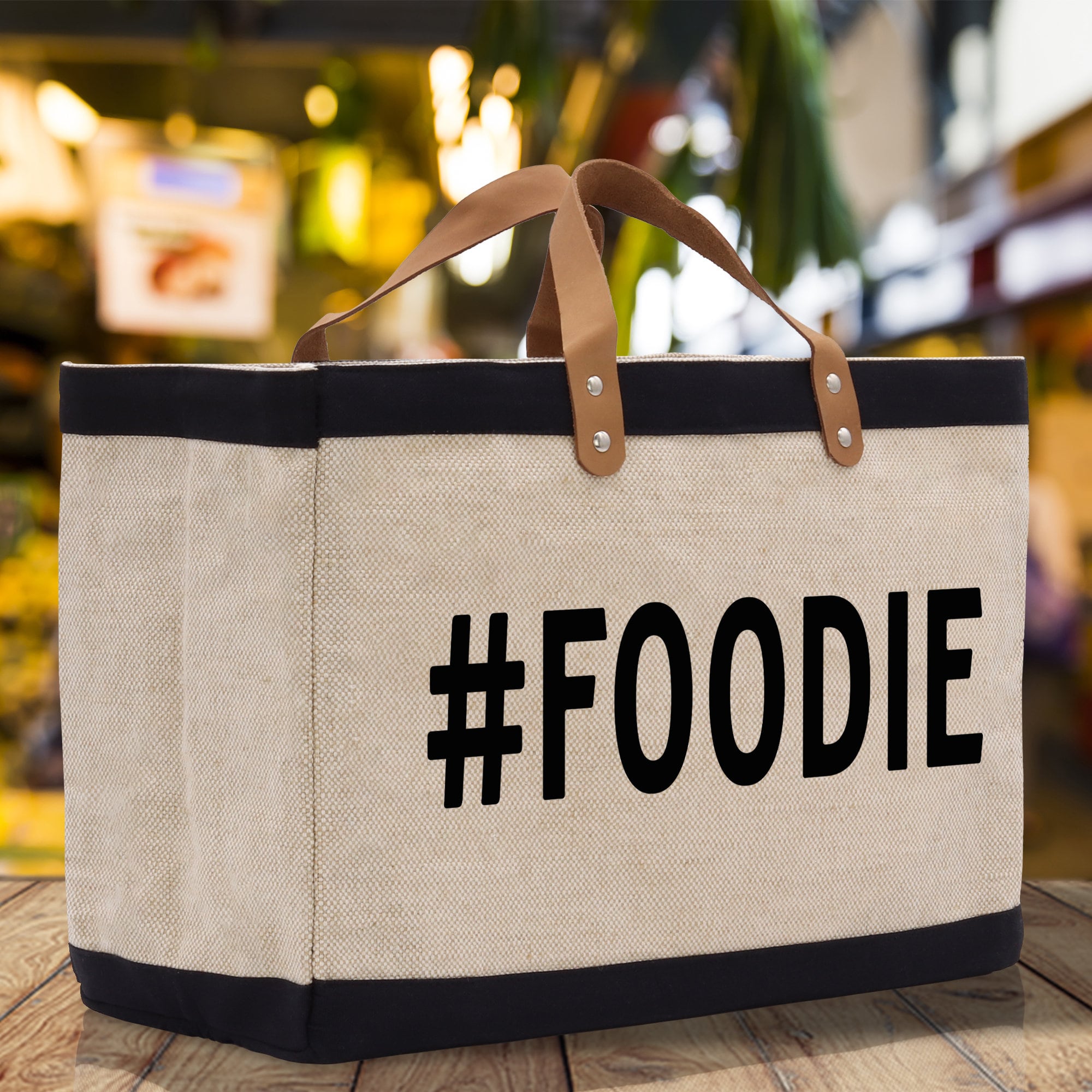 Foodie Jute Canvas Tote Funny Farmer Market Bag Quote Jute Bag Shopping Bag Burlap Bag Farmhouse Bag Grocery Bag