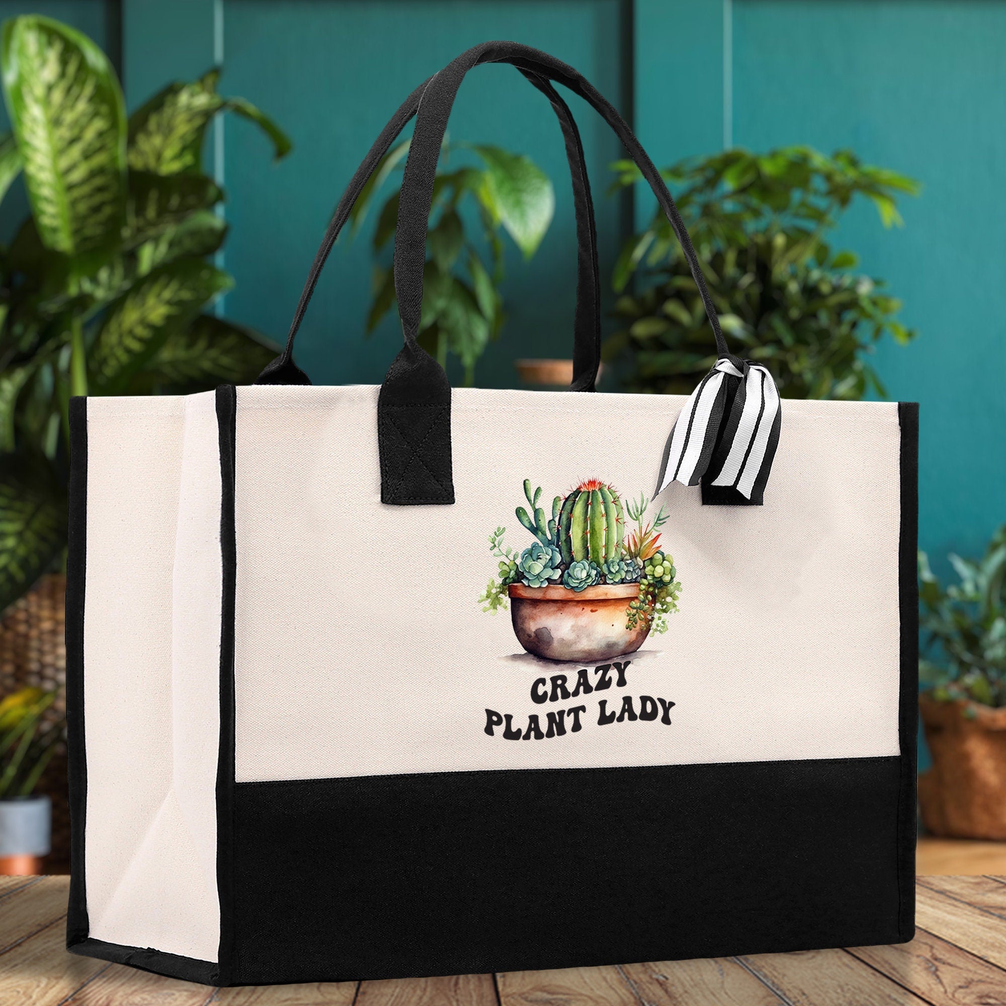 Crazy Plant Mom Canvas Tote Bag Plant Lovers Gift Plant Lady Tote Bag Gardener Mom Gift Gardening Tote Bag Plant Gift Botanical Gift for Mom