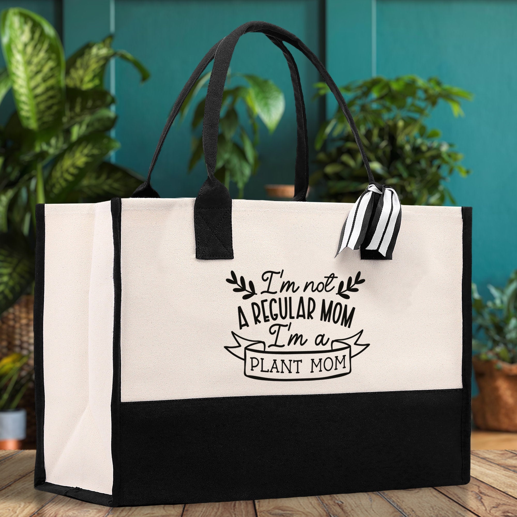 I'm not a Regular Mom I'm a Plant Mom Canvas Tote Bag Plant Lovers Gift Plant Lady Tote Bag Gardener Mom Gift Gardening Tote Bag