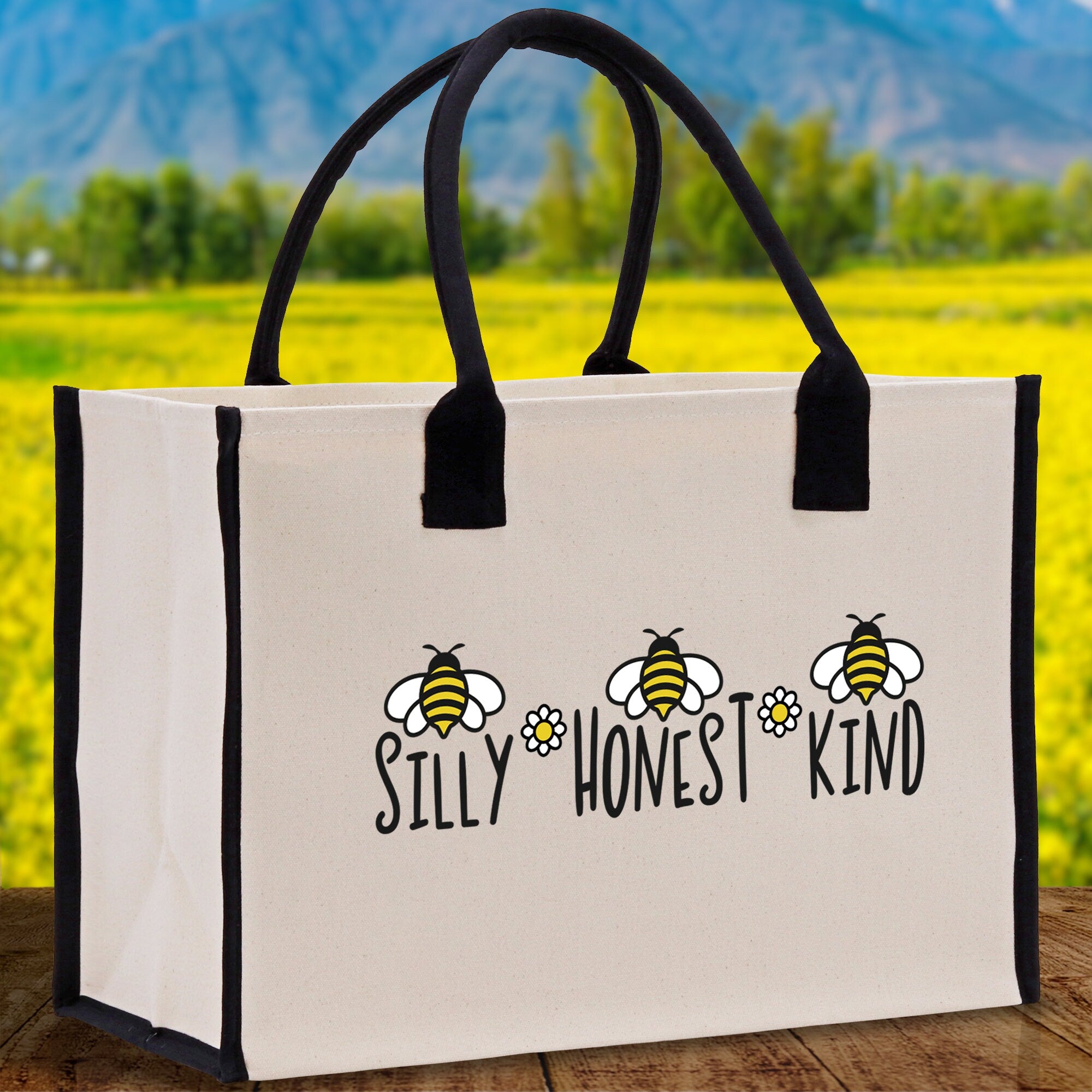 Silly Honest KindCotton Canvas Tote Bag Nurse Appreciation Gift Bag Gift for Her Birthday Gift Bee Kind Mental Health Matters Save The Bees