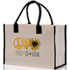 Peace Love Sunshine Cotton Canvas Tote Bag Nurse Appreciation Gift Bag Gift for Her Birthday Gift Bee Kind Mental Health Matters