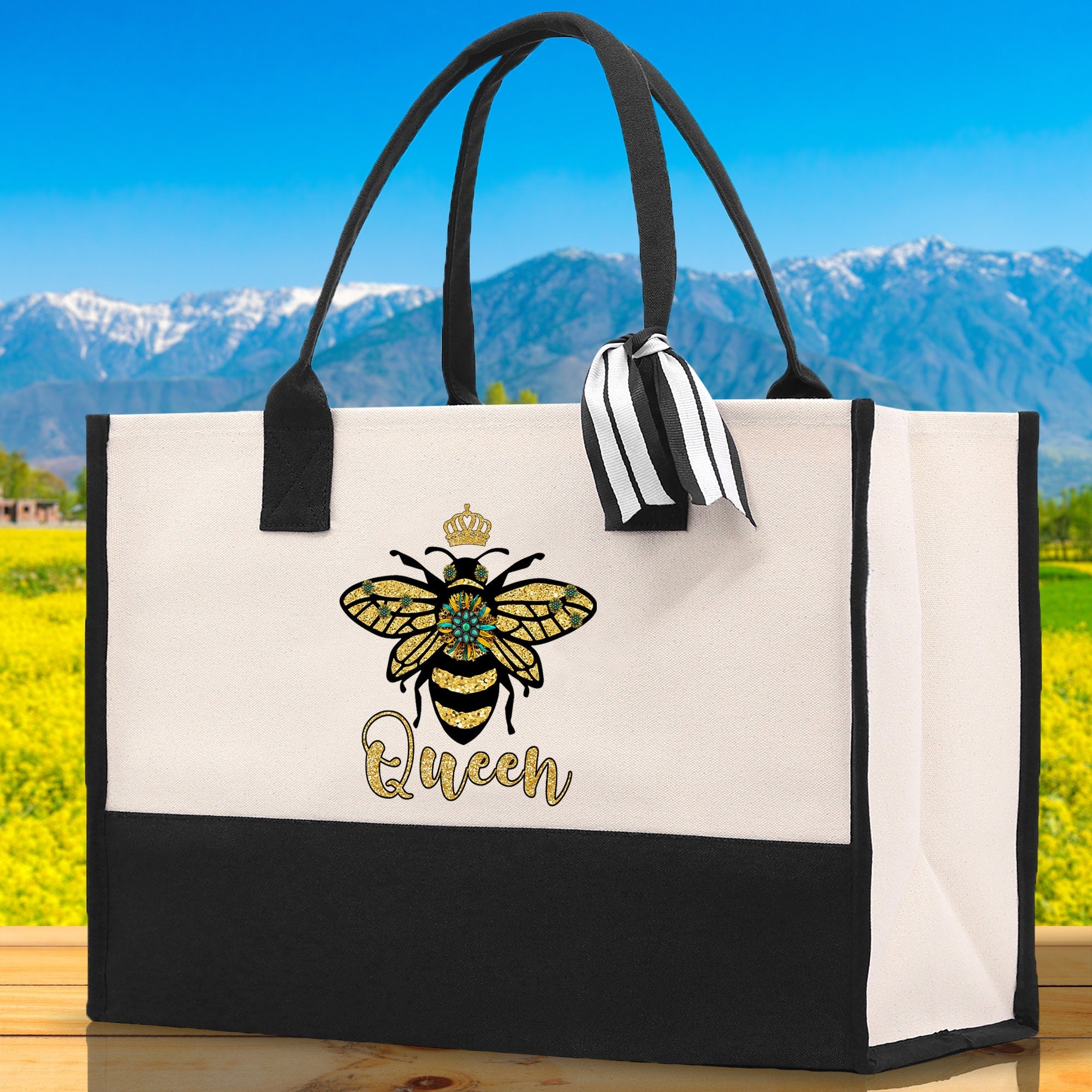 Bee Queen Cotton Canvas Tote Bag Nurse Appreciation Gift Bag Gift for Her Birthday Gift Bee Kind Mental Health Matters Save The Bees