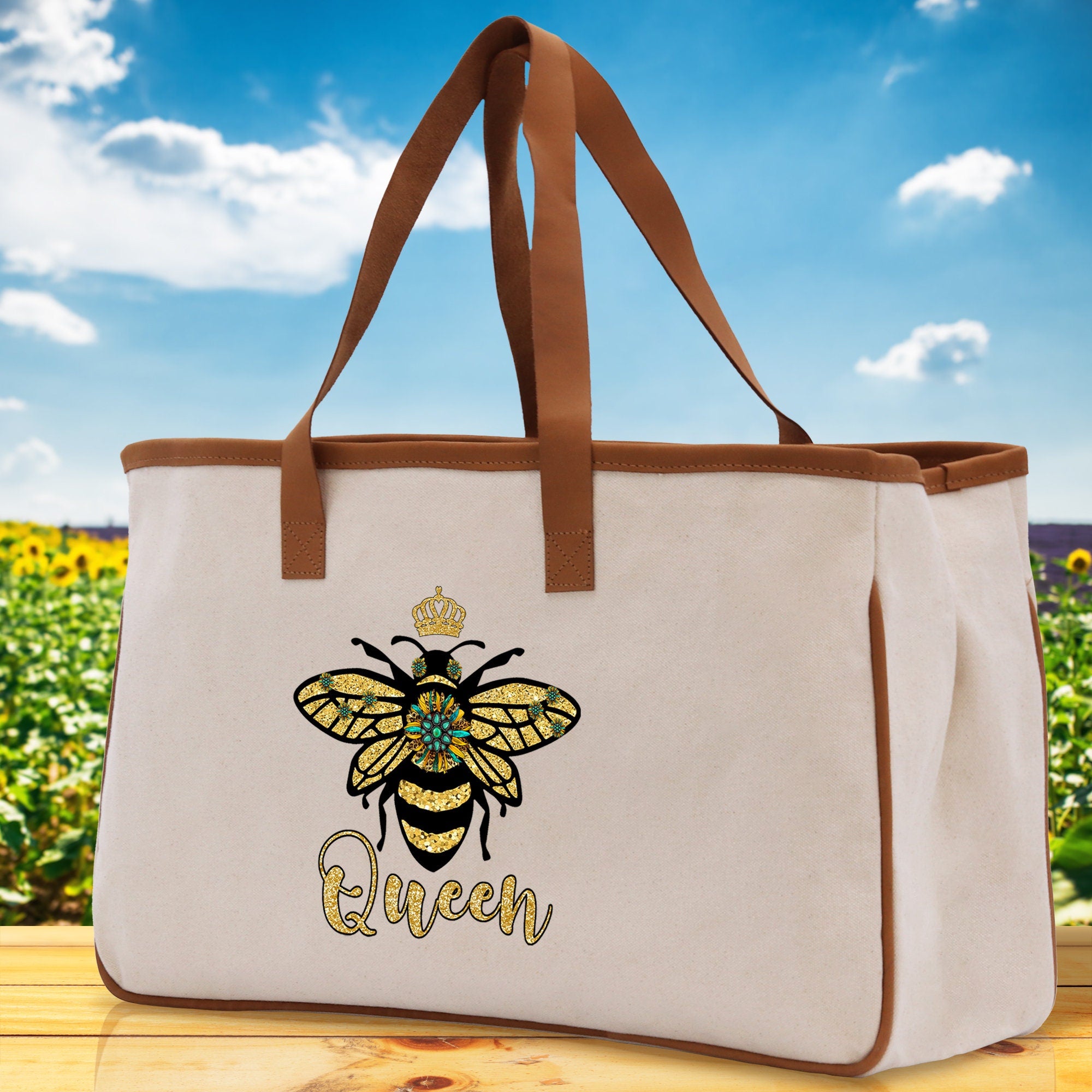 Bee Queen Cotton Canvas Tote Bag Nurse Appreciation Gift Bag Gift for Her Birthday Gift Bee Kind Mental Health Matters Save The Bees