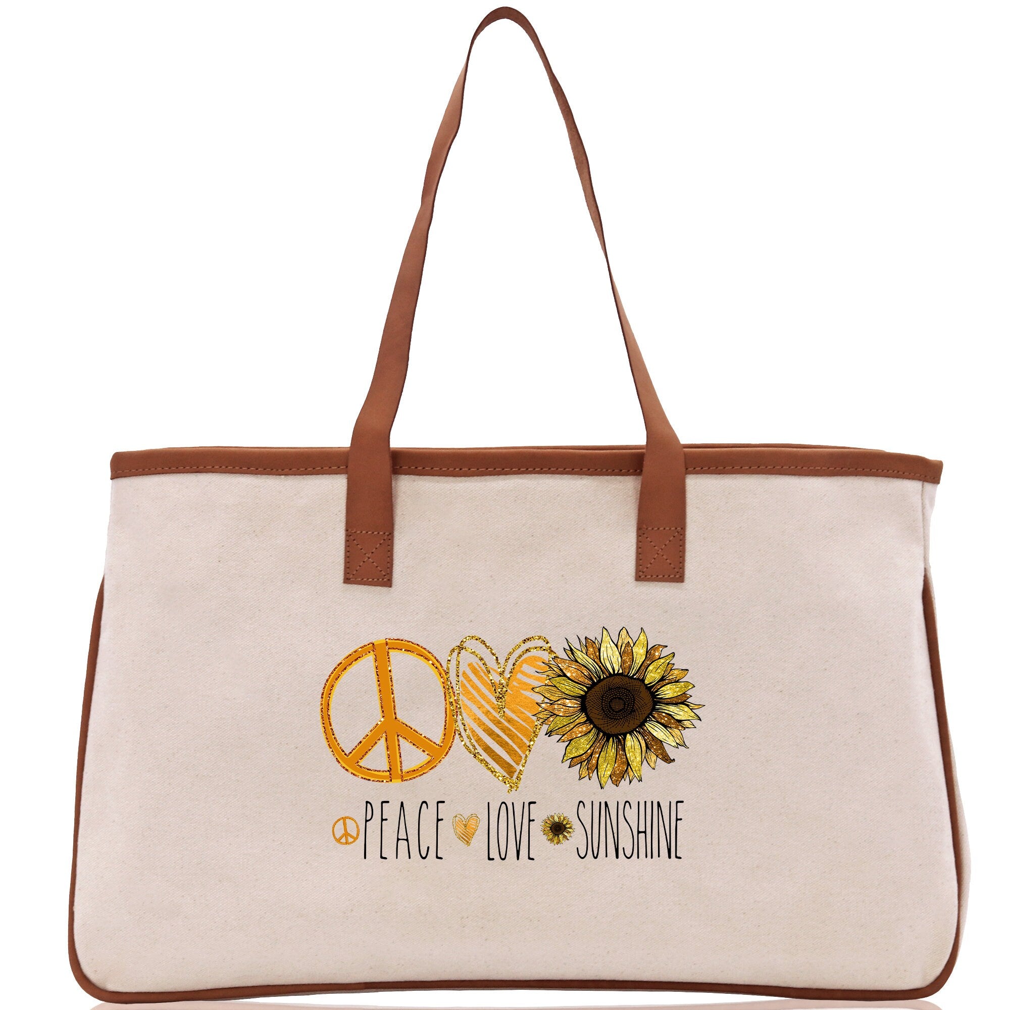 Peace Love Sunshine Cotton Canvas Tote Bag Nurse Appreciation Gift Bag Gift for Her Birthday Gift Bee Kind Mental Health Matters