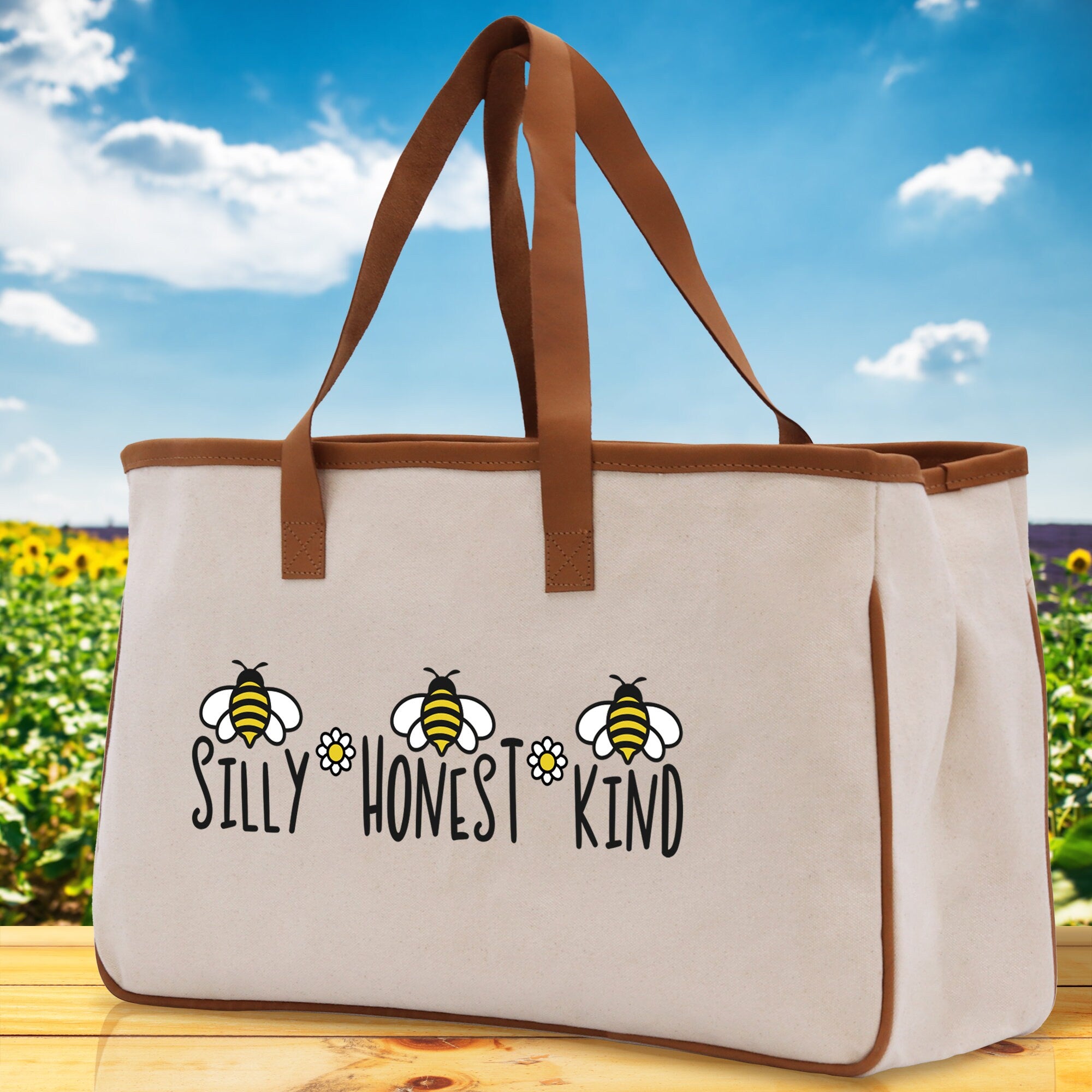 Silly Honest KindCotton Canvas Tote Bag Nurse Appreciation Gift Bag Gift for Her Birthday Gift Bee Kind Mental Health Matters Save The Bees