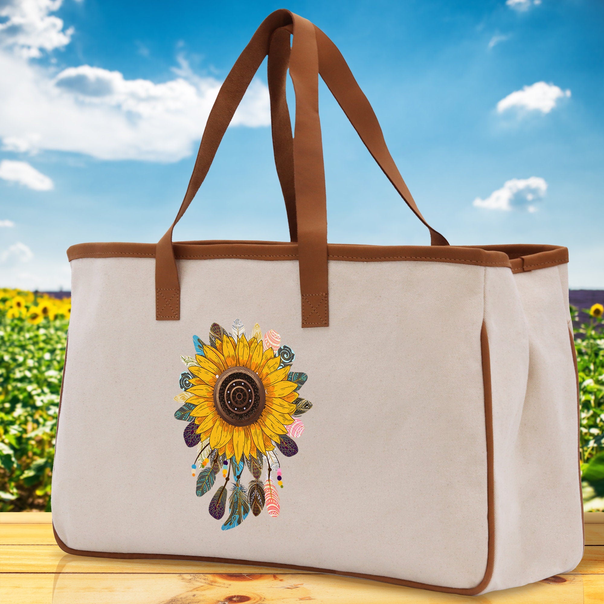 Sunflower Cotton Canvas Tote Bag Nurse Appreciation Gift Bag Gift for Her Birthday Gift Bee Kind Mental Health Matters Save The Bees