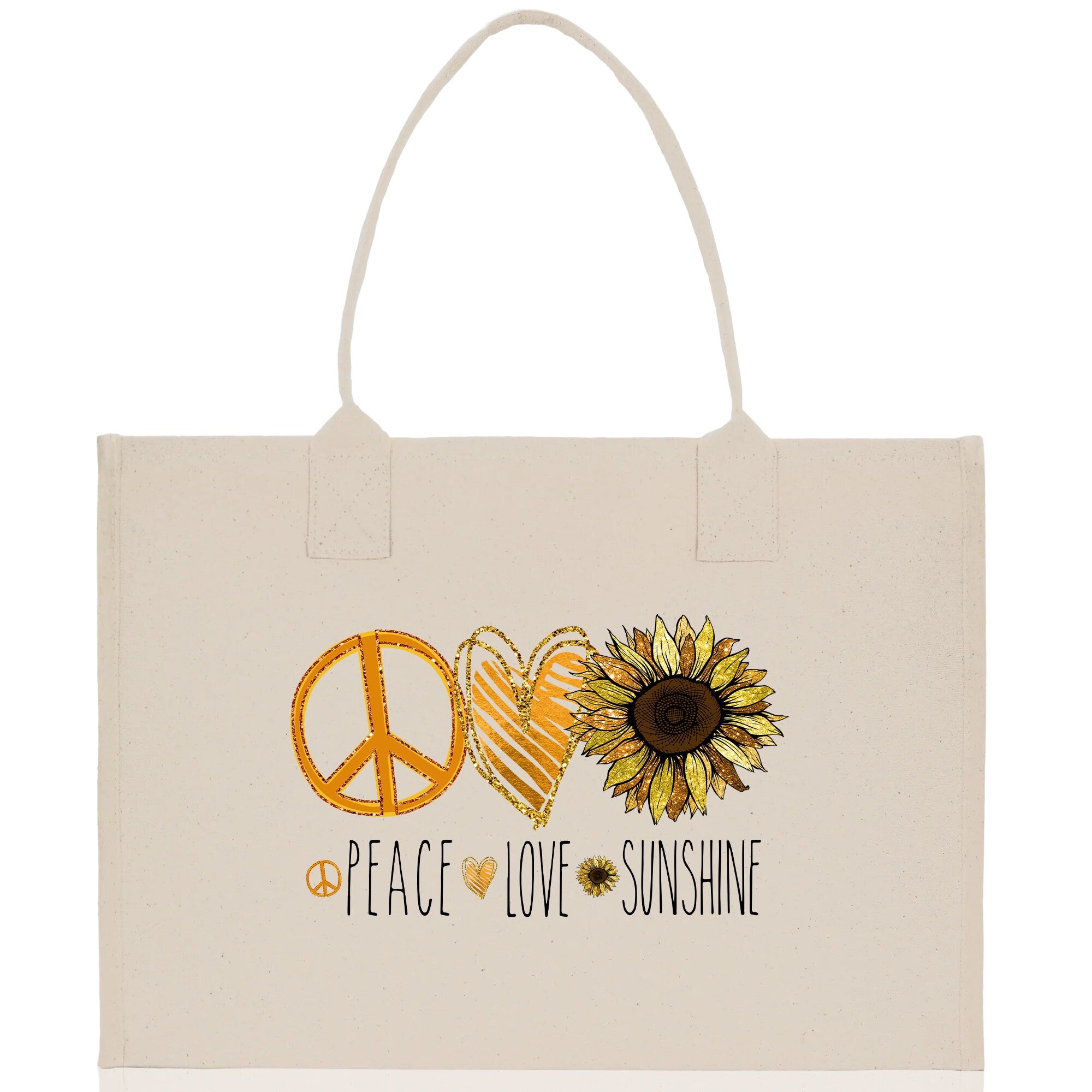 Peace Love Sunshine Cotton Canvas Tote Bag Nurse Appreciation Gift Bag Gift for Her Birthday Gift Bee Kind Mental Health Matters