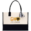 Peace Love Sunshine Cotton Canvas Tote Bag Nurse Appreciation Gift Bag Gift for Her Birthday Gift Bee Kind Mental Health Matters