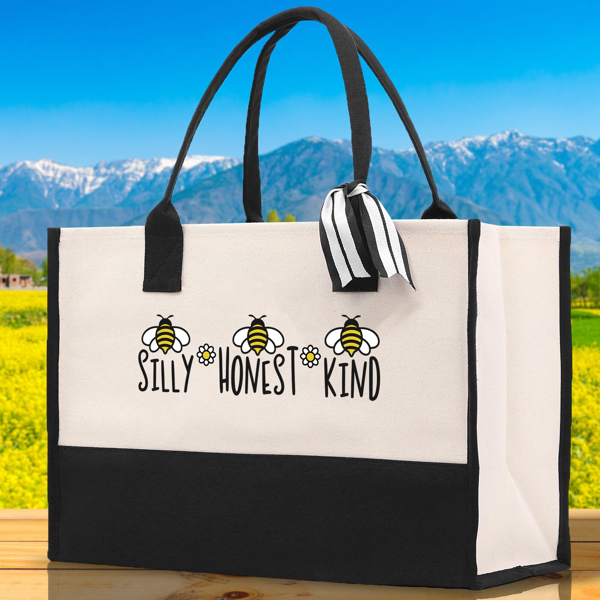 Silly Honest KindCotton Canvas Tote Bag Nurse Appreciation Gift Bag Gift for Her Birthday Gift Bee Kind Mental Health Matters Save The Bees