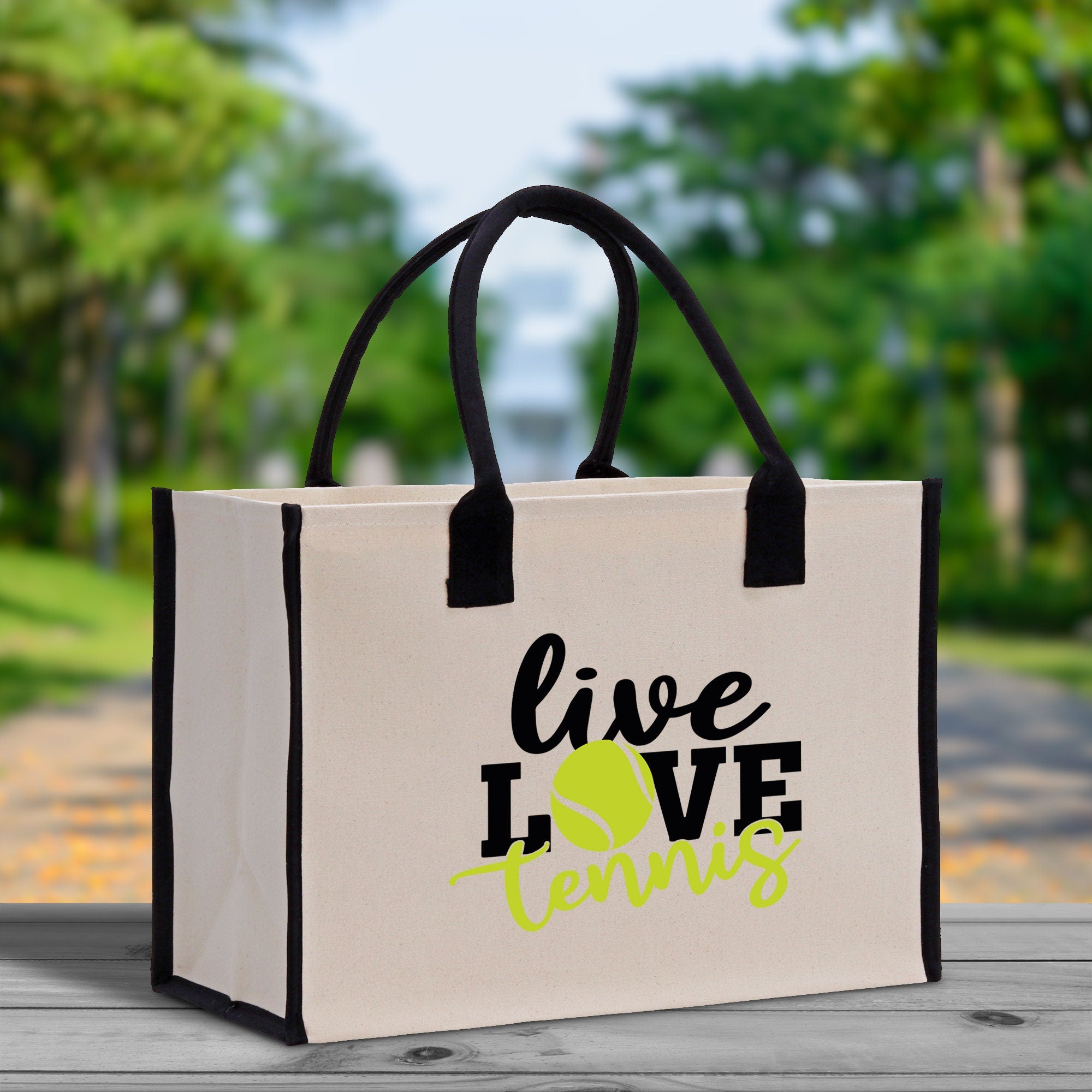 Live Love Tennis Cotton Canvas Tote Bag Gift for Tennis Lover Bag Tennis Coach Gift Bag