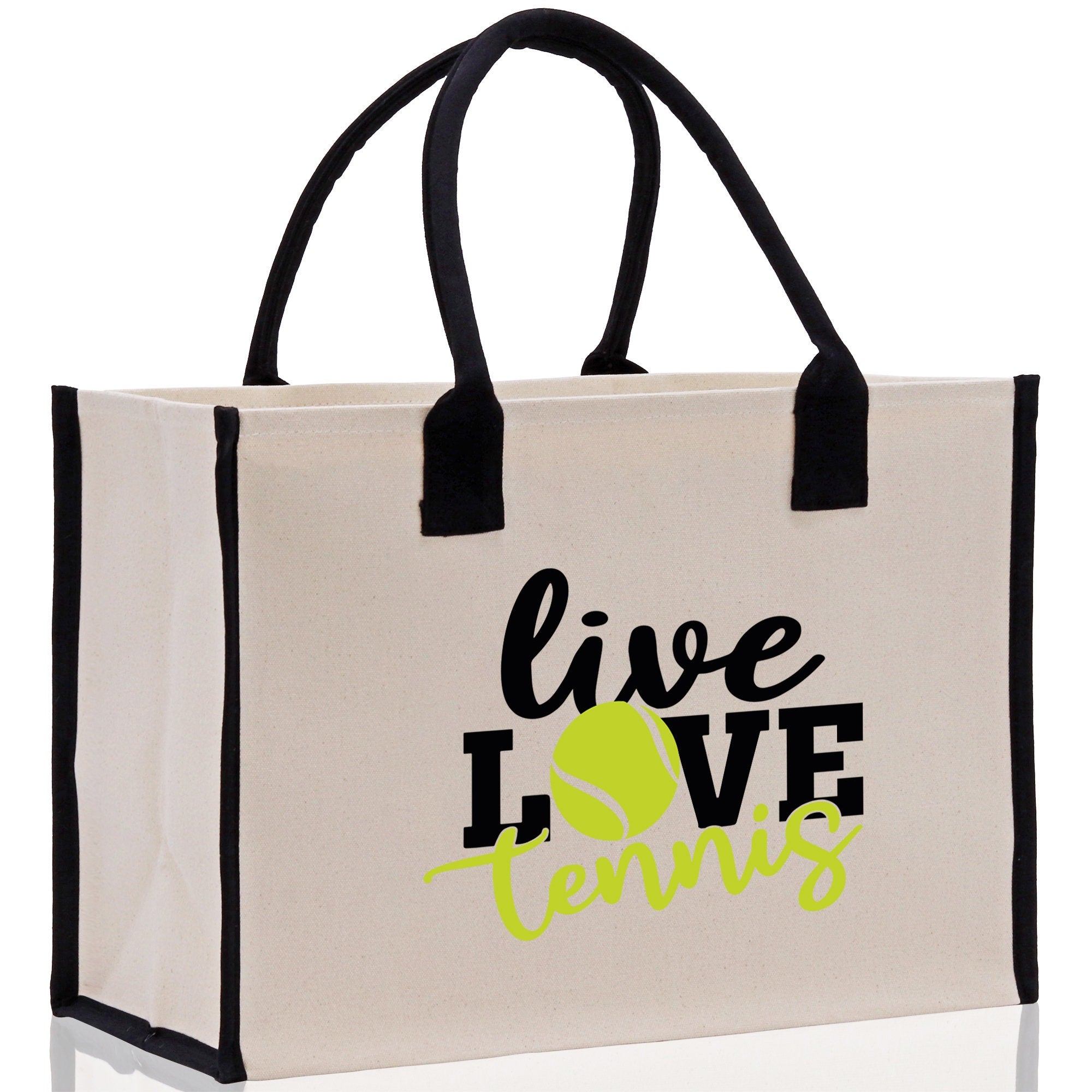 Live Love Tennis Cotton Canvas Tote Bag Gift for Tennis Lover Bag Tennis Coach Gift Bag