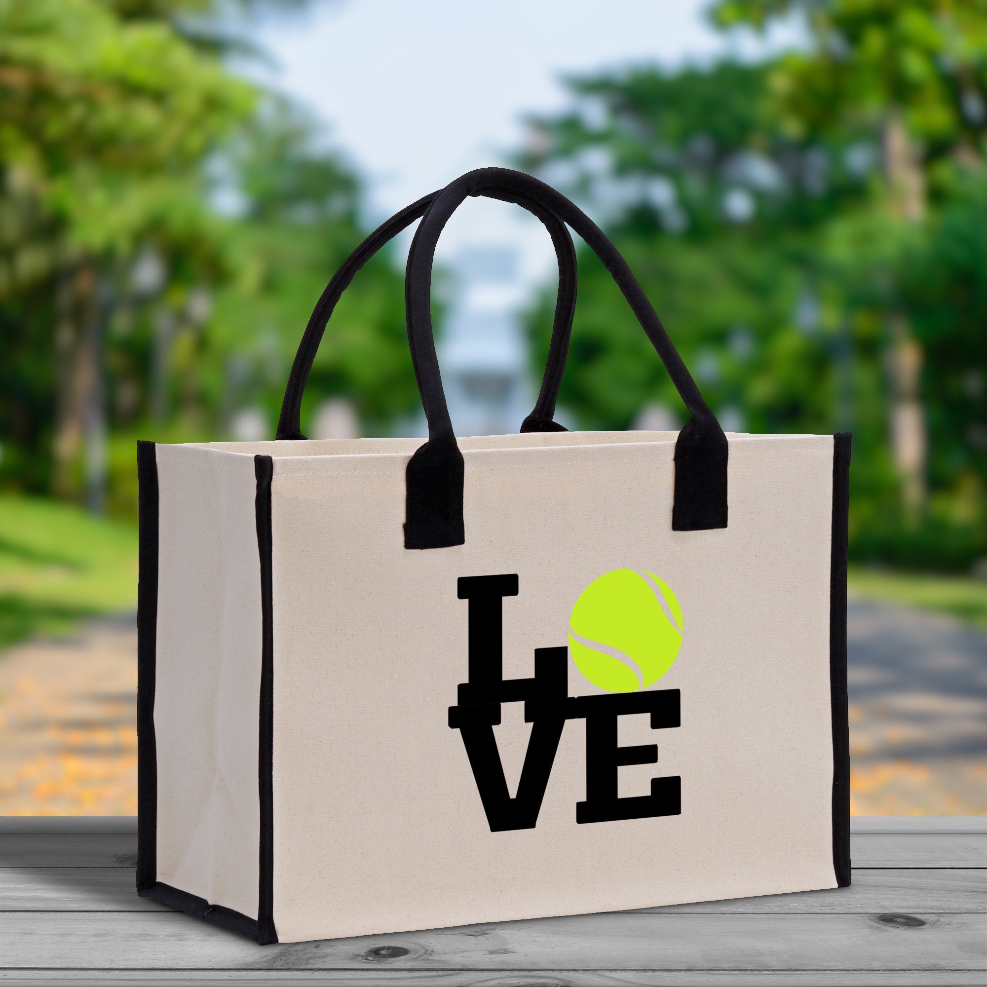 Love Tennis Cotton Canvas Tote Bag Gift for Tennis Lover Bag Tennis Coach Gift Bag