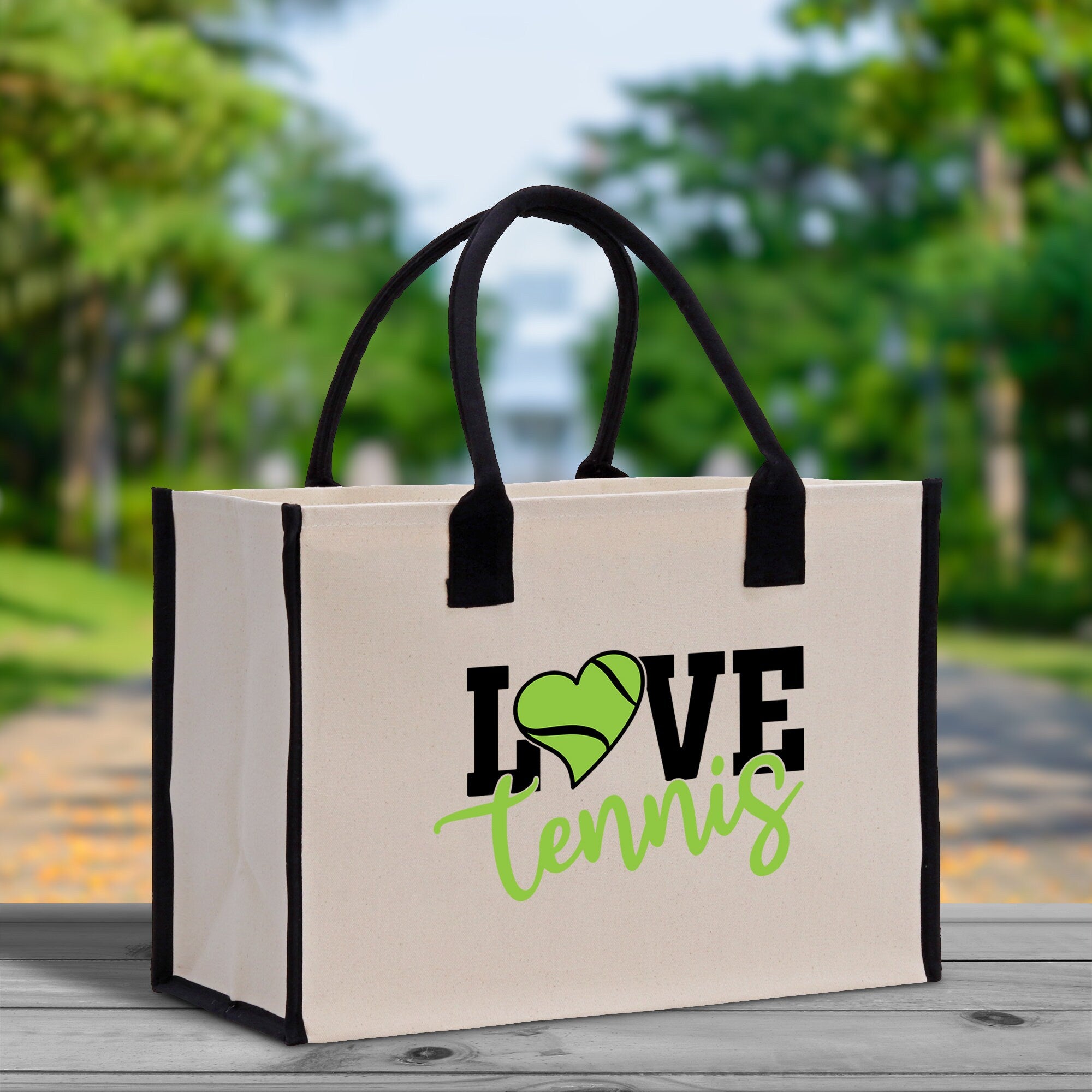 Love Tennis Cotton Canvas Tote Bag Gift for Tennis Lover Bag Tennis Coach Gift Bag