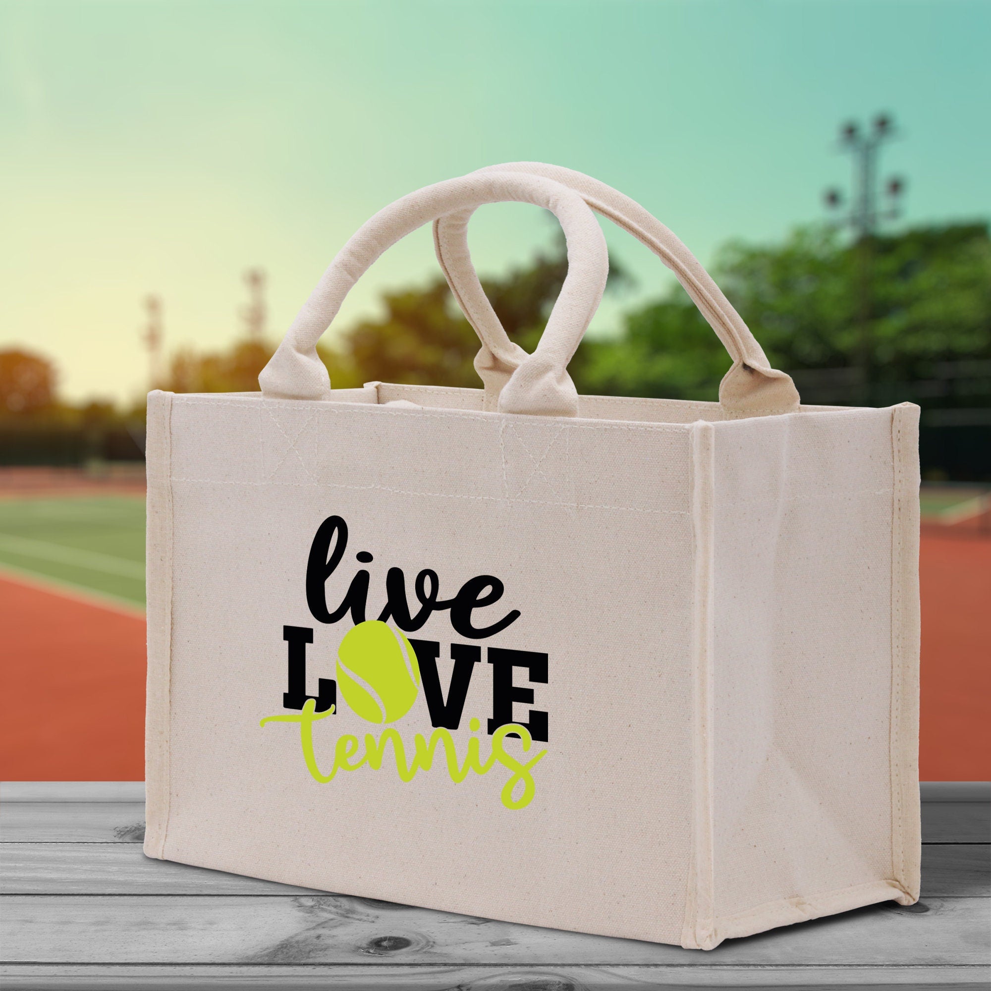 Live Love Tennis Cotton Canvas Tote Bag Gift for Tennis Lover Bag Tennis Coach Gift Bag