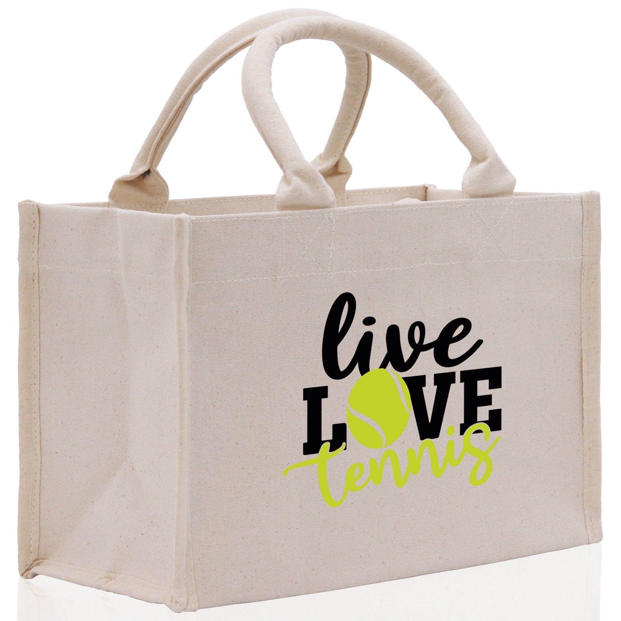 Live Love Tennis Cotton Canvas Tote Bag Gift for Tennis Lover Bag Tennis Coach Gift Bag