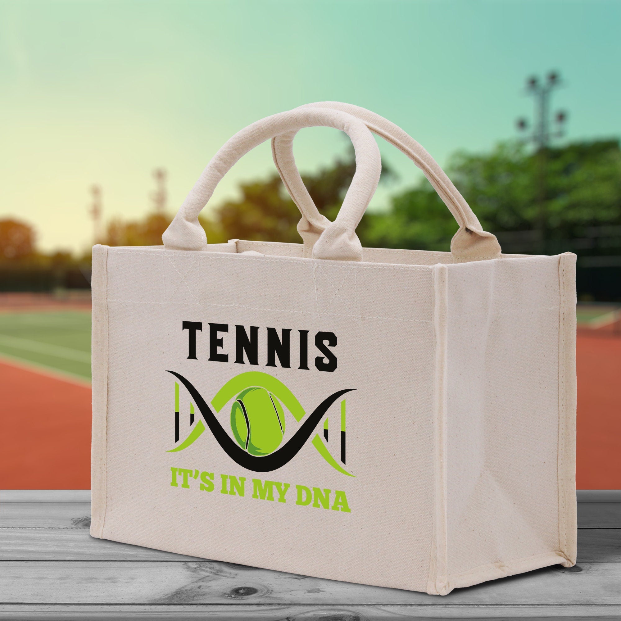 Tennis It's In My DNA Cotton Canvas Tote Bag Gift for Tennis Lover Bag Tennis Coach Gift Bag