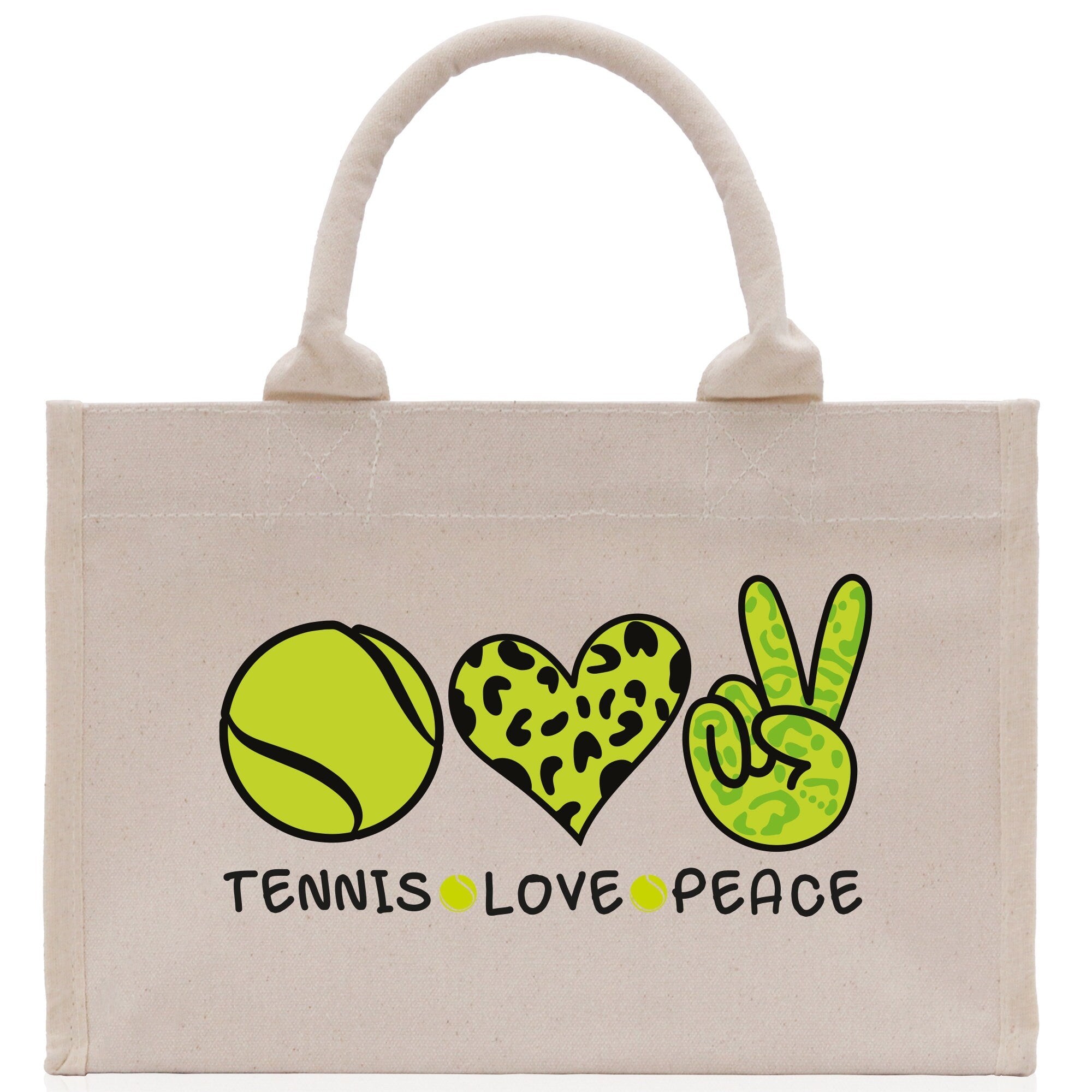 Tennis Love Peace Cotton Canvas Tote Bag Gift for Tennis Lover Bag Tennis Coach Gift Bag