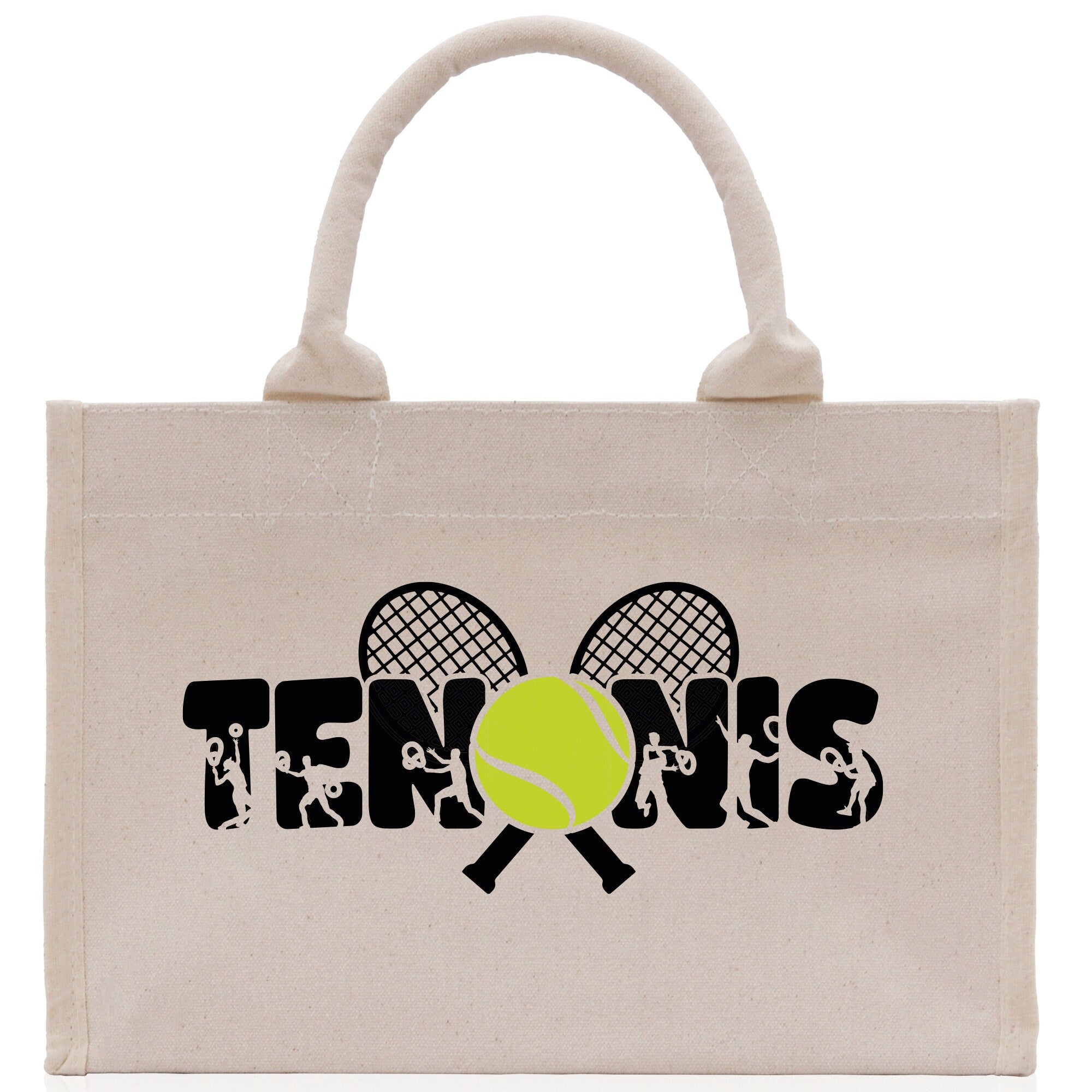 Tennis Silhouette Cotton Canvas Tote Bag Gift for Tennis Lover Bag Tennis Coach Gift Bag