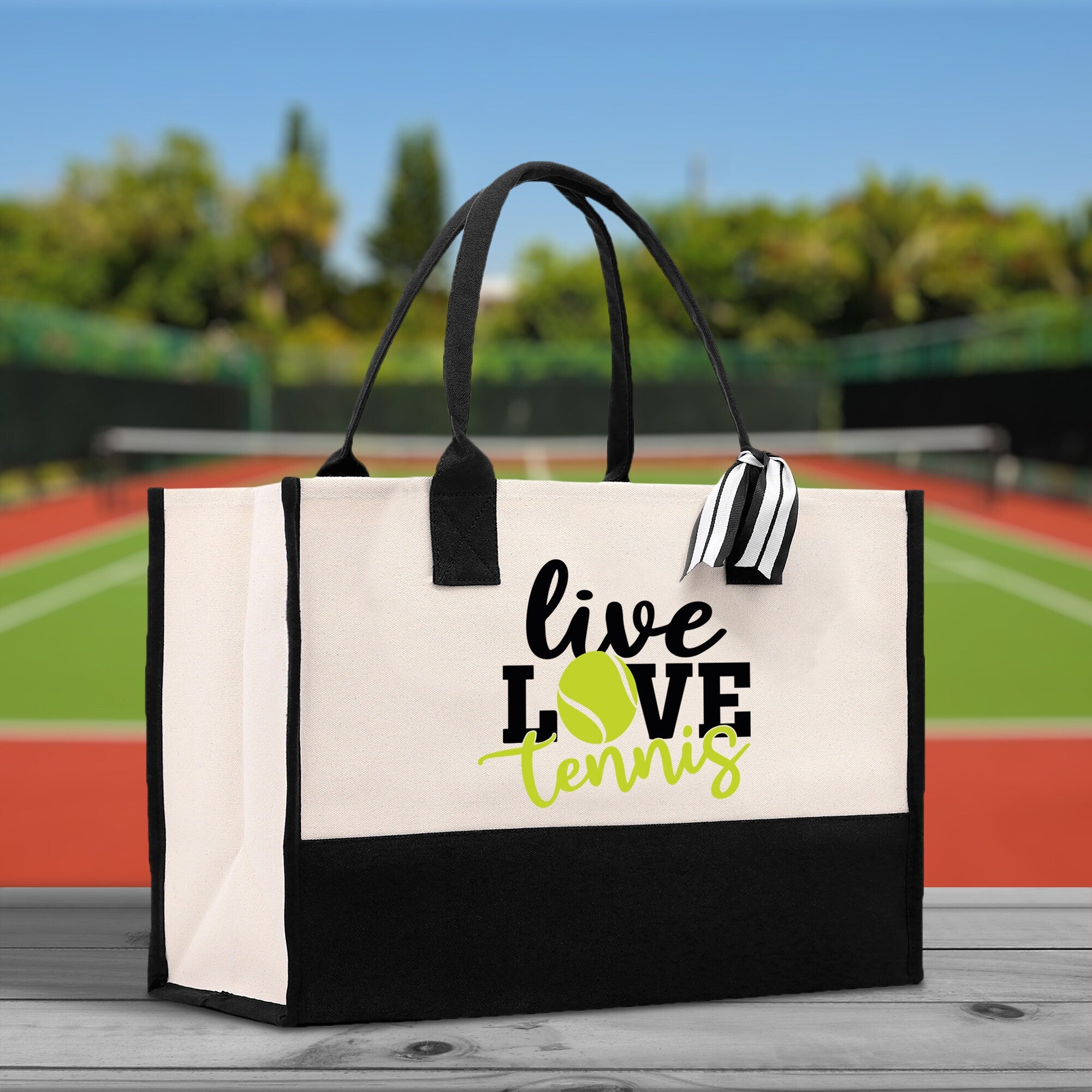 Live Love Tennis Cotton Canvas Tote Bag Gift for Tennis Lover Bag Tennis Coach Gift Bag