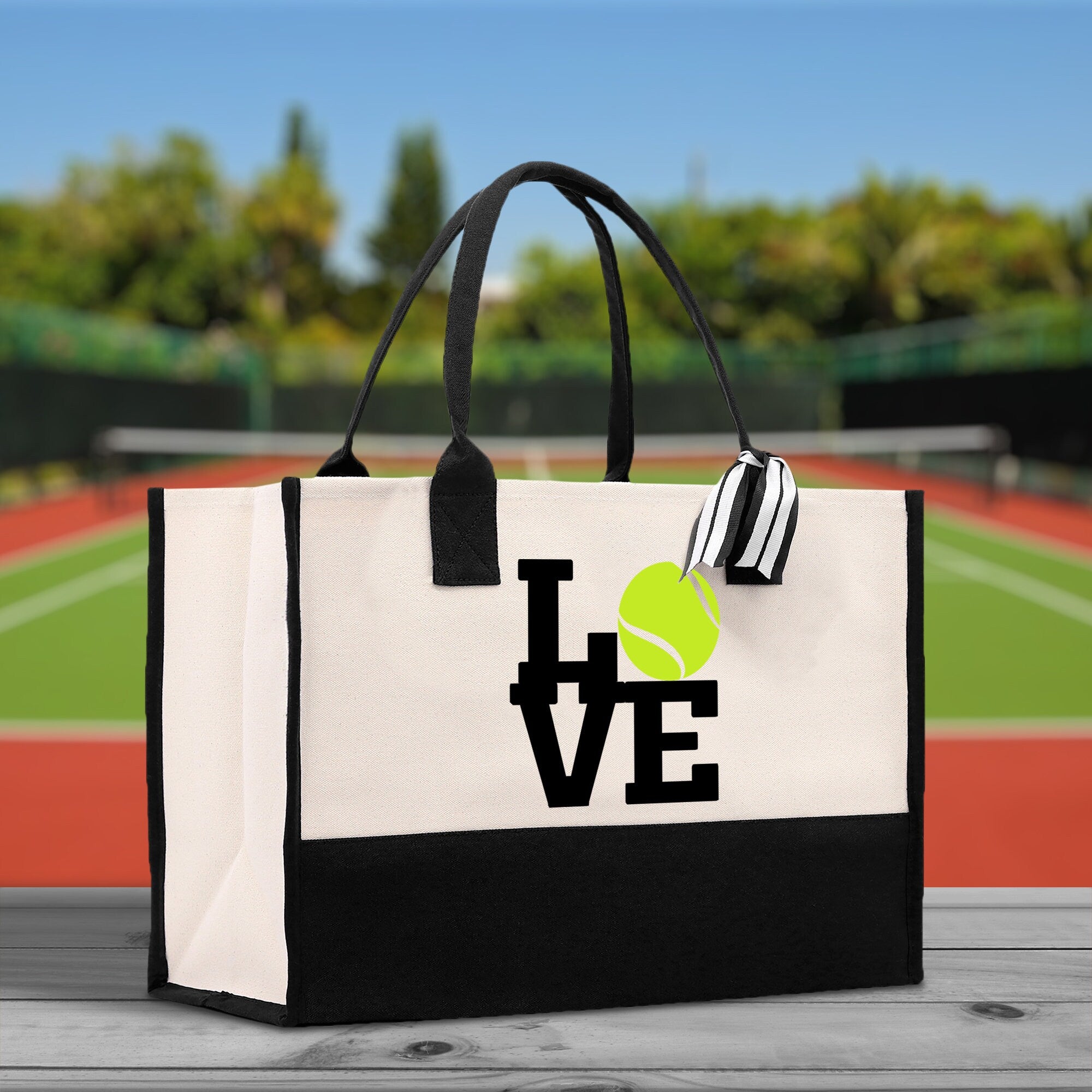 Love Tennis Cotton Canvas Tote Bag Gift for Tennis Lover Bag Tennis Coach Gift Bag