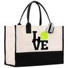 Love Tennis Cotton Canvas Tote Bag Gift for Tennis Lover Bag Tennis Coach Gift Bag