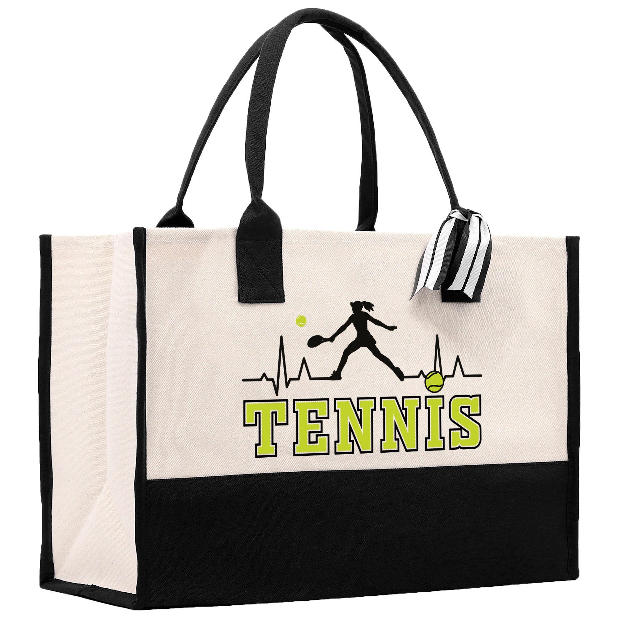 Tennis Silhouette Pulse Cotton Canvas Tote Bag Gift for Tennis Lover Bag Tennis Coach Gift Bag