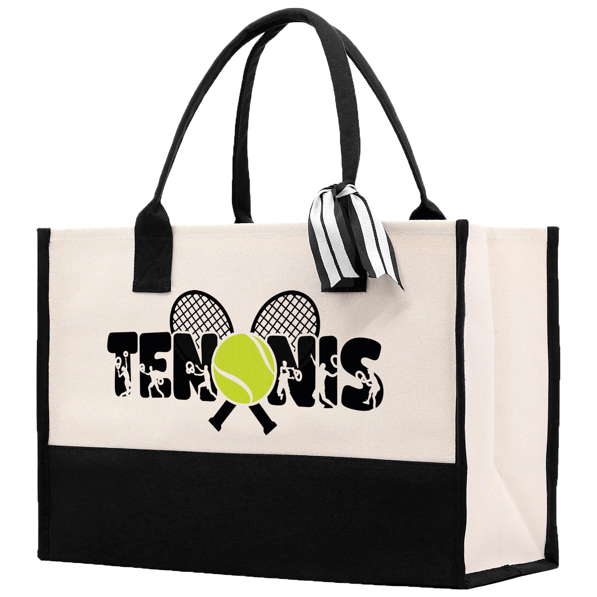 Tennis Silhouette Cotton Canvas Tote Bag Gift for Tennis Lover Bag Tennis Coach Gift Bag