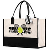 Tennis Silhouette Cotton Canvas Tote Bag Gift for Tennis Lover Bag Tennis Coach Gift Bag