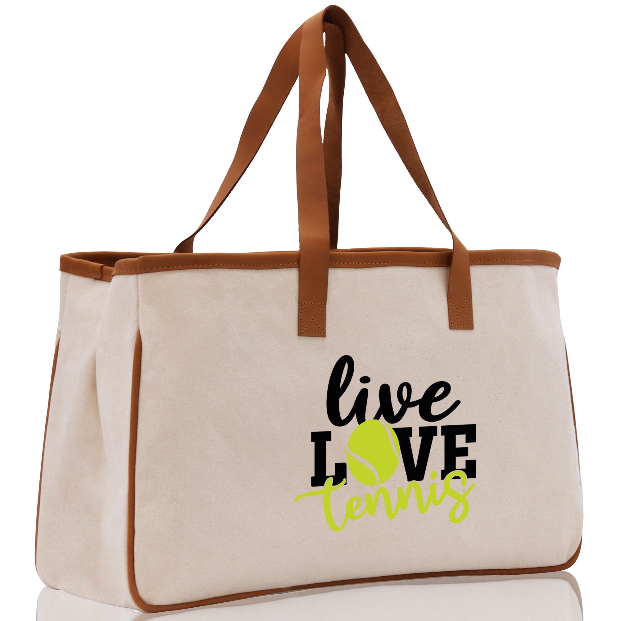 Live Love Tennis Cotton Canvas Tote Bag Gift for Tennis Lover Bag Tennis Coach Gift Bag