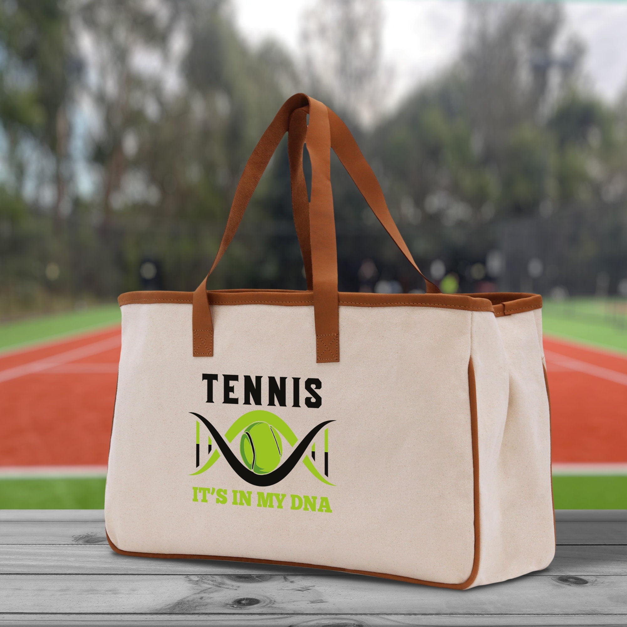 Tennis It's In My DNA Cotton Canvas Tote Bag Gift for Tennis Lover Bag Tennis Coach Gift Bag