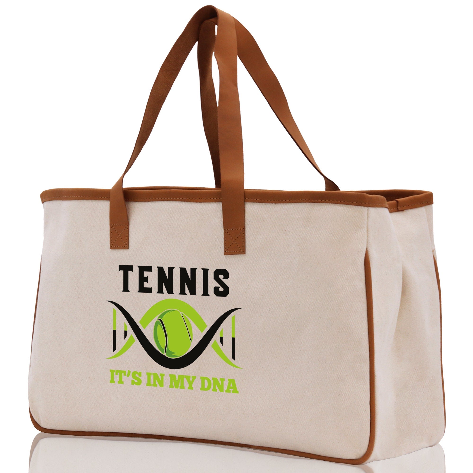 Tennis It's In My DNA Cotton Canvas Tote Bag Gift for Tennis Lover Bag Tennis Coach Gift Bag