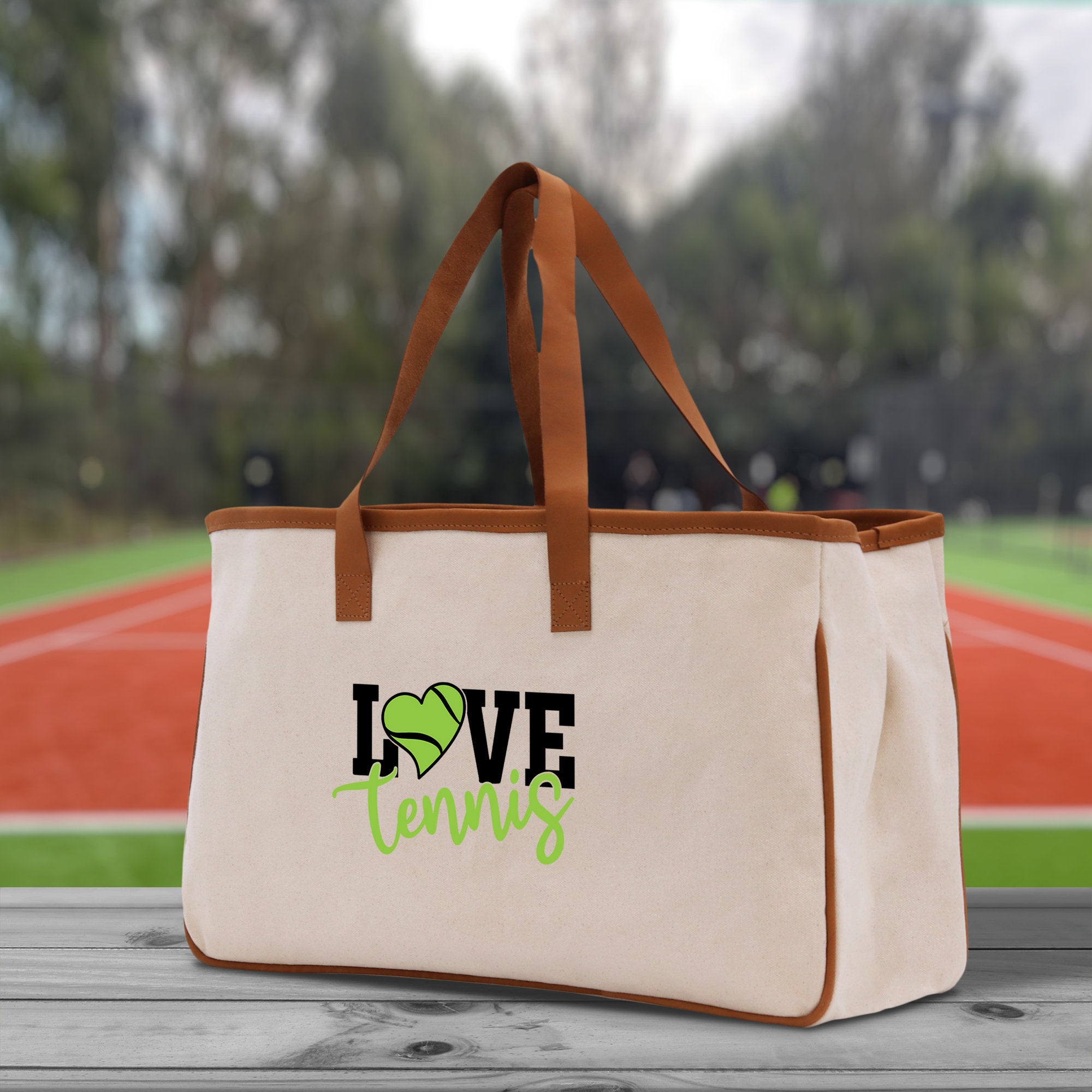 Love Tennis Cotton Canvas Tote Bag Gift for Tennis Lover Bag Tennis Coach Gift Bag