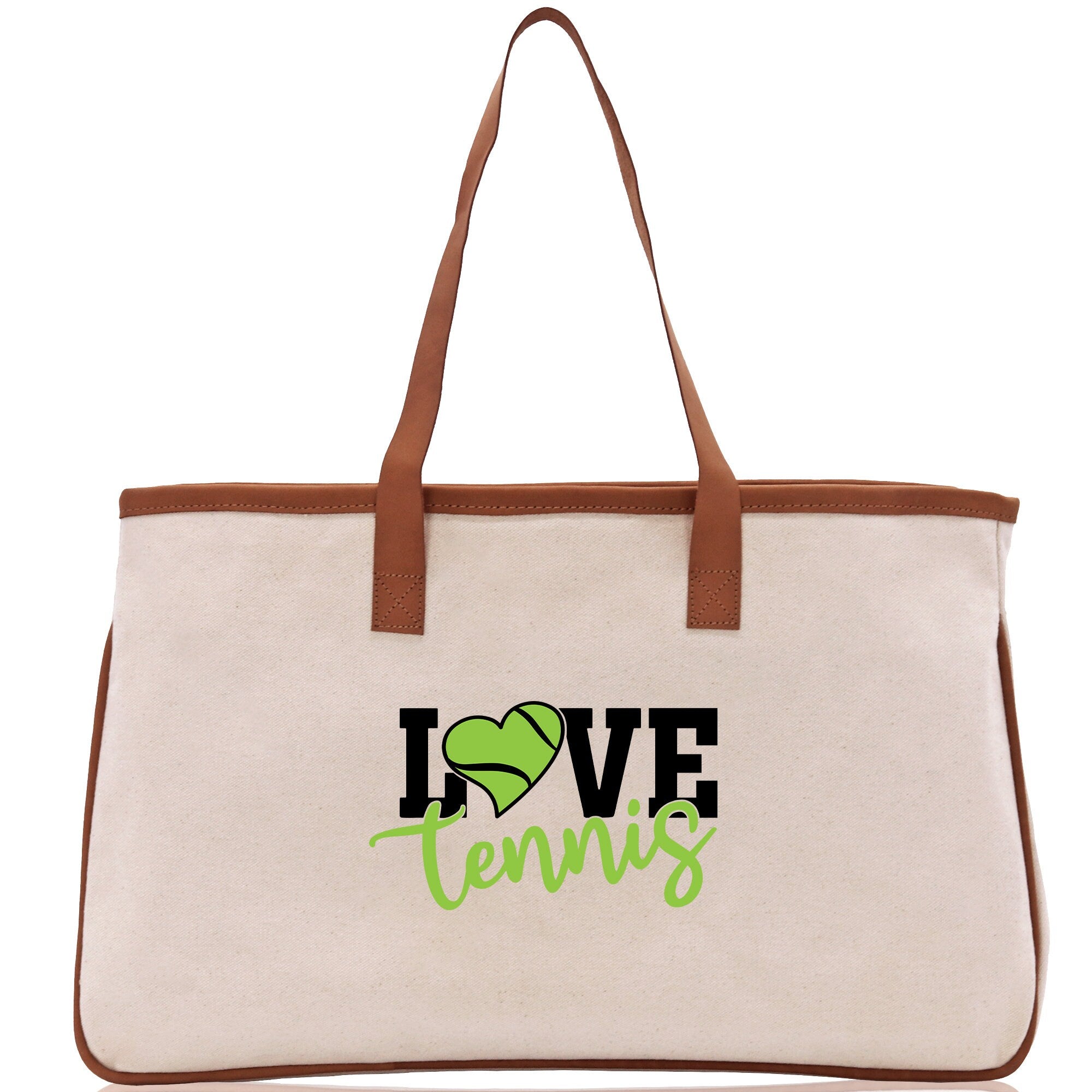 Love Tennis Cotton Canvas Tote Bag Gift for Tennis Lover Bag Tennis Coach Gift Bag