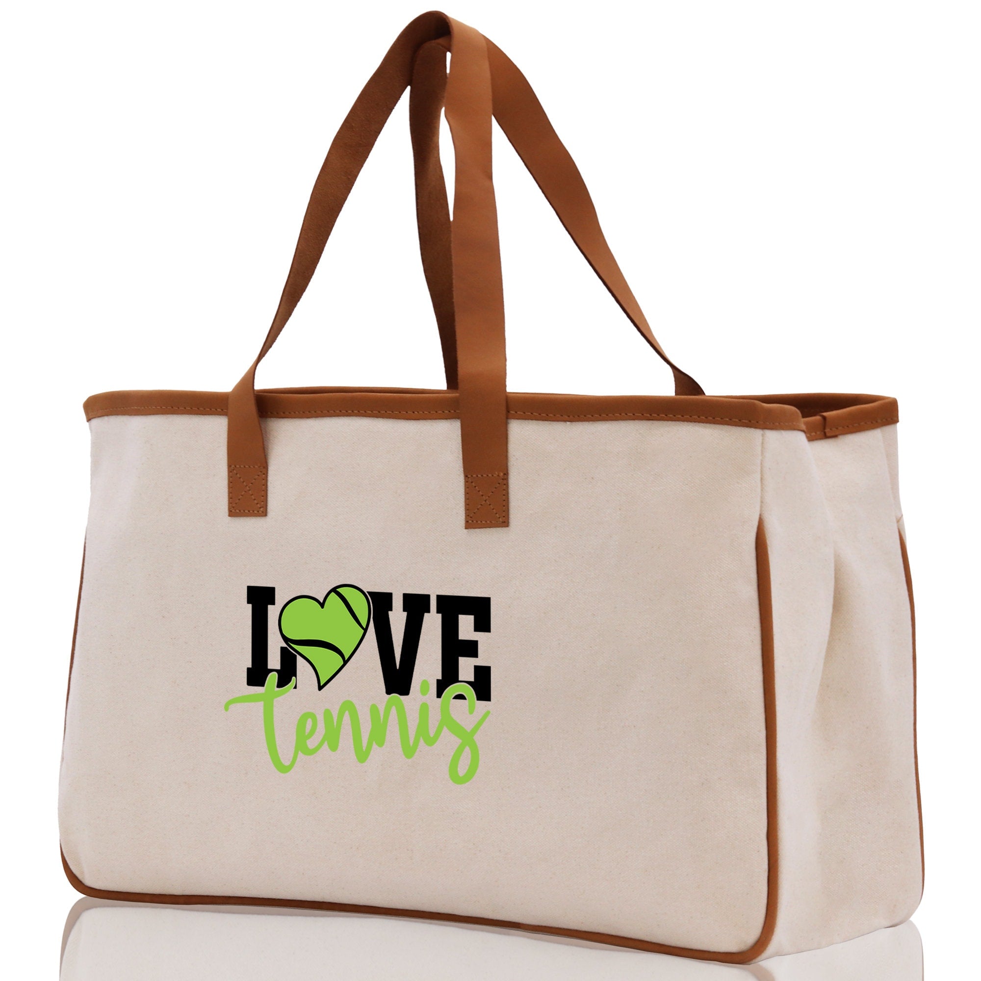 Love Tennis Cotton Canvas Tote Bag Gift for Tennis Lover Bag Tennis Coach Gift Bag