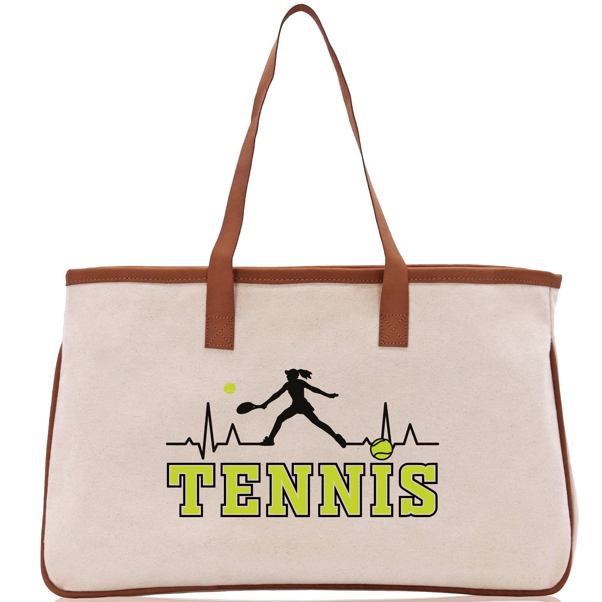 Tennis Silhouette Pulse Cotton Canvas Tote Bag Gift for Tennis Lover Bag Tennis Coach Gift Bag