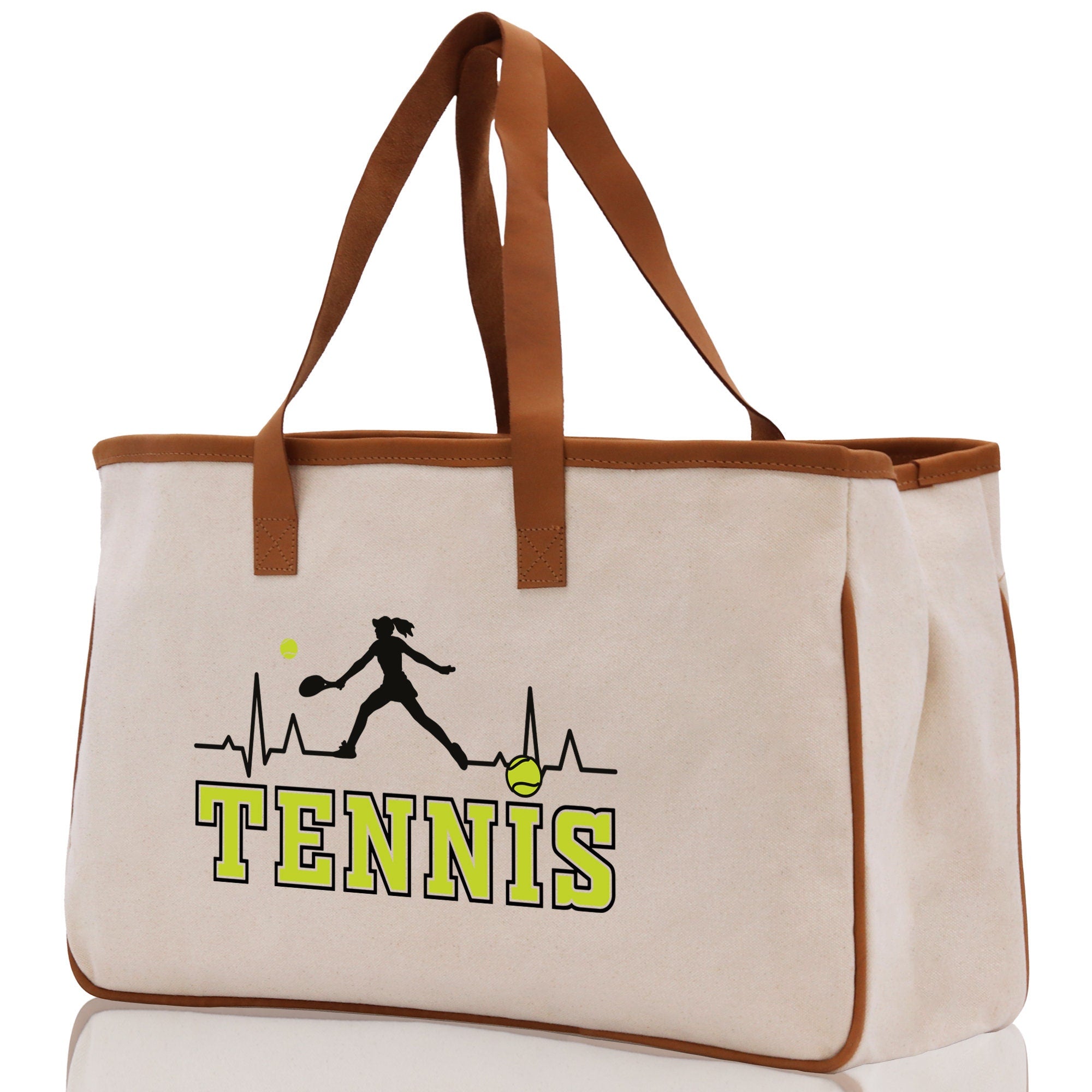 Tennis Silhouette Pulse Cotton Canvas Tote Bag Gift for Tennis Lover Bag Tennis Coach Gift Bag