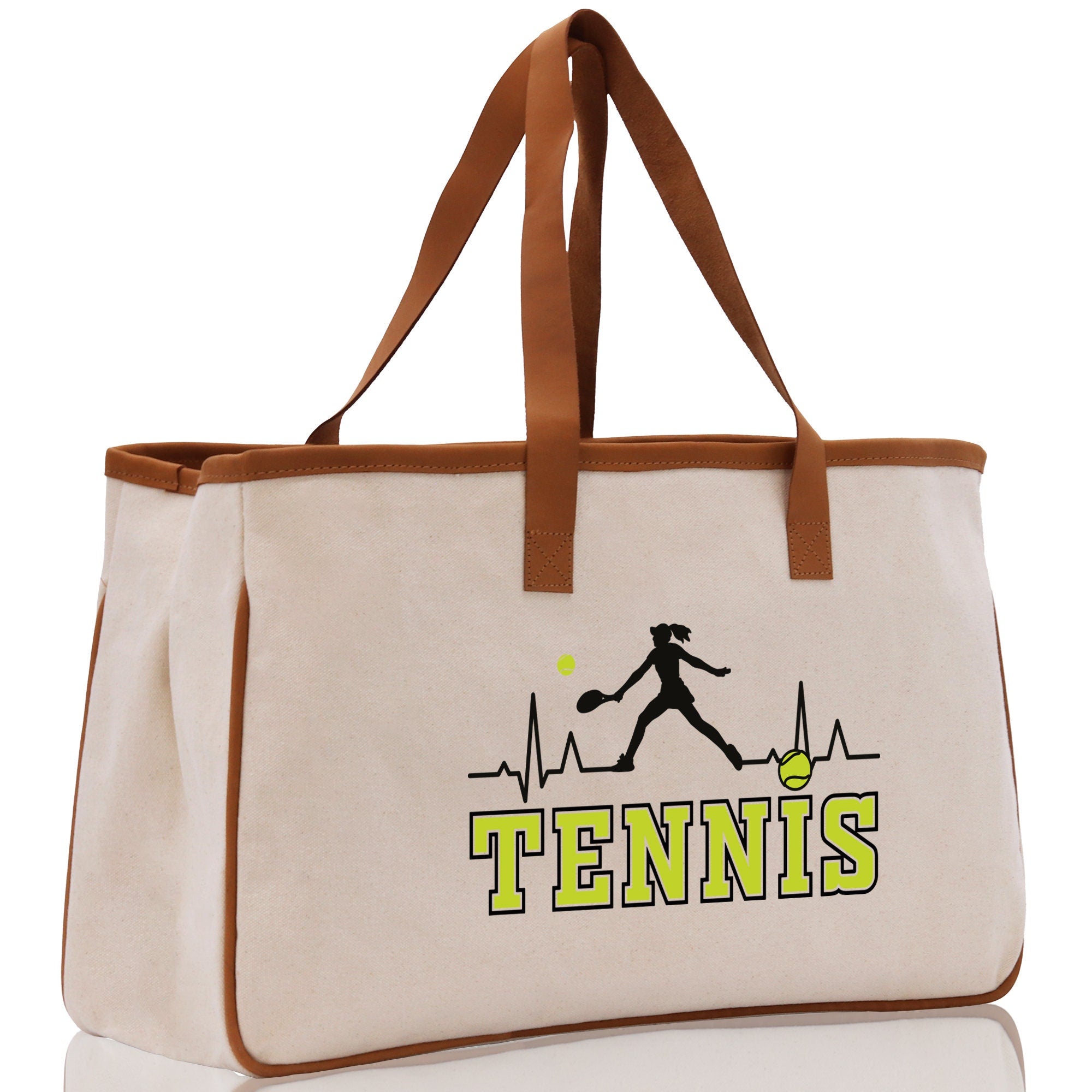 Tennis Silhouette Pulse Cotton Canvas Tote Bag Gift for Tennis Lover Bag Tennis Coach Gift Bag