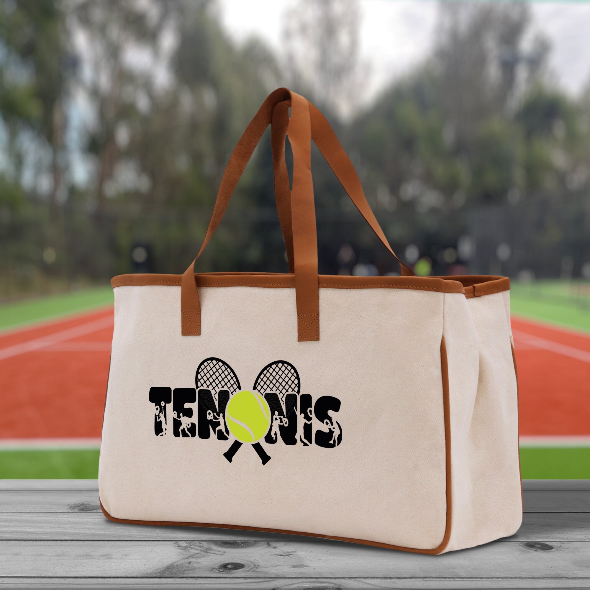 Tennis Silhouette Cotton Canvas Tote Bag Gift for Tennis Lover Bag Tennis Coach Gift Bag